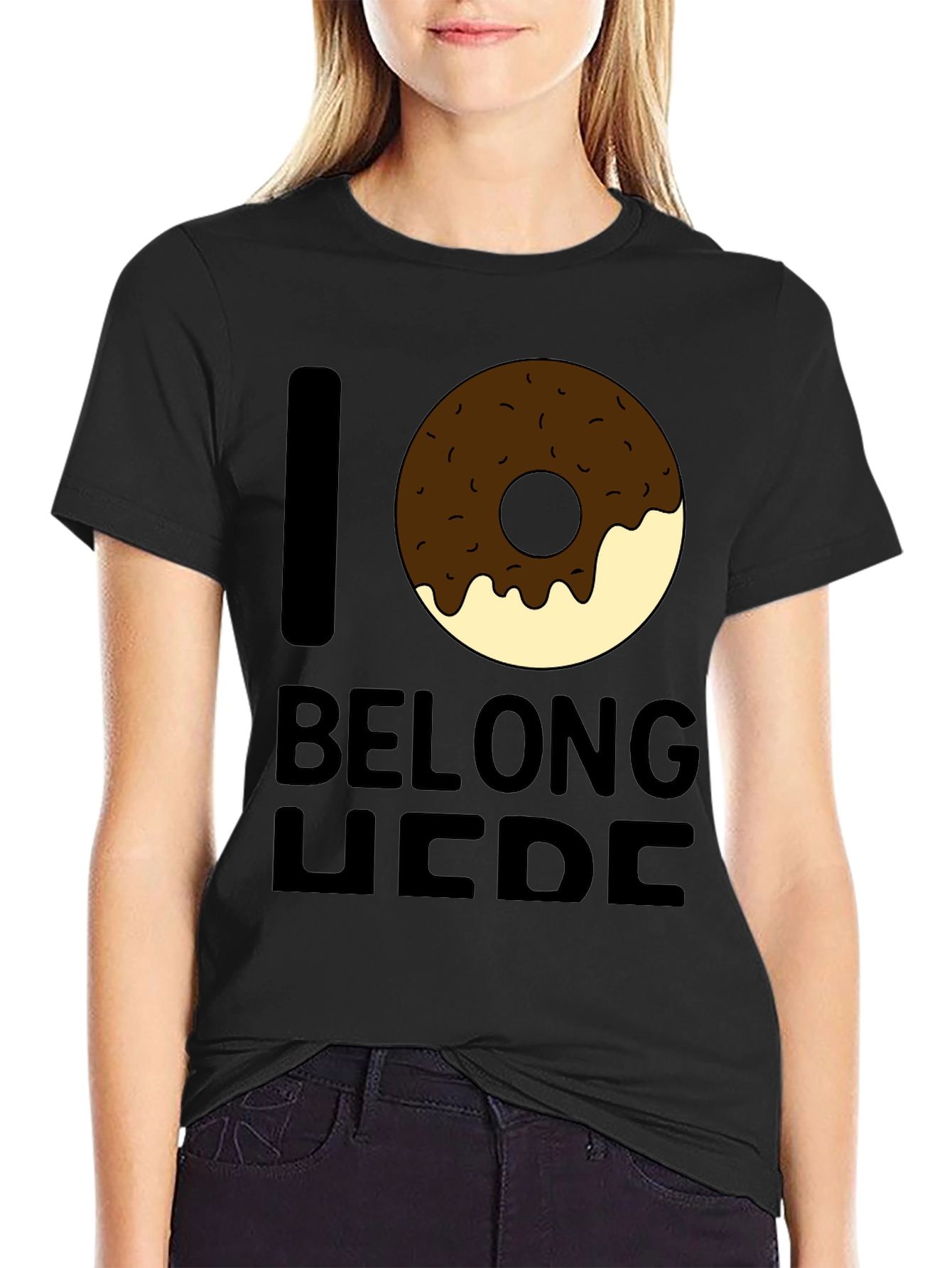 I Donut Belong Here Black Graphic Tee
