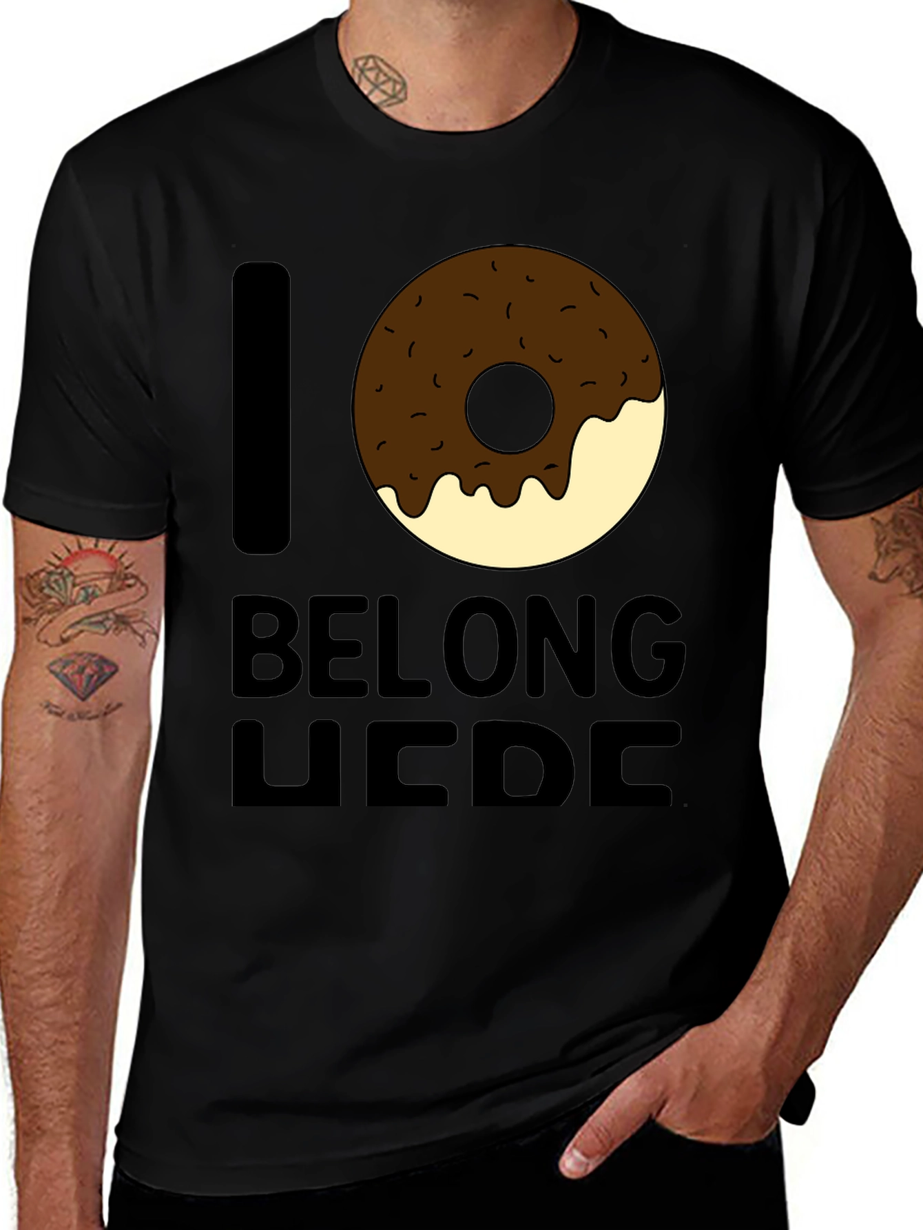 I Donut Belong Here Black Graphic Tee