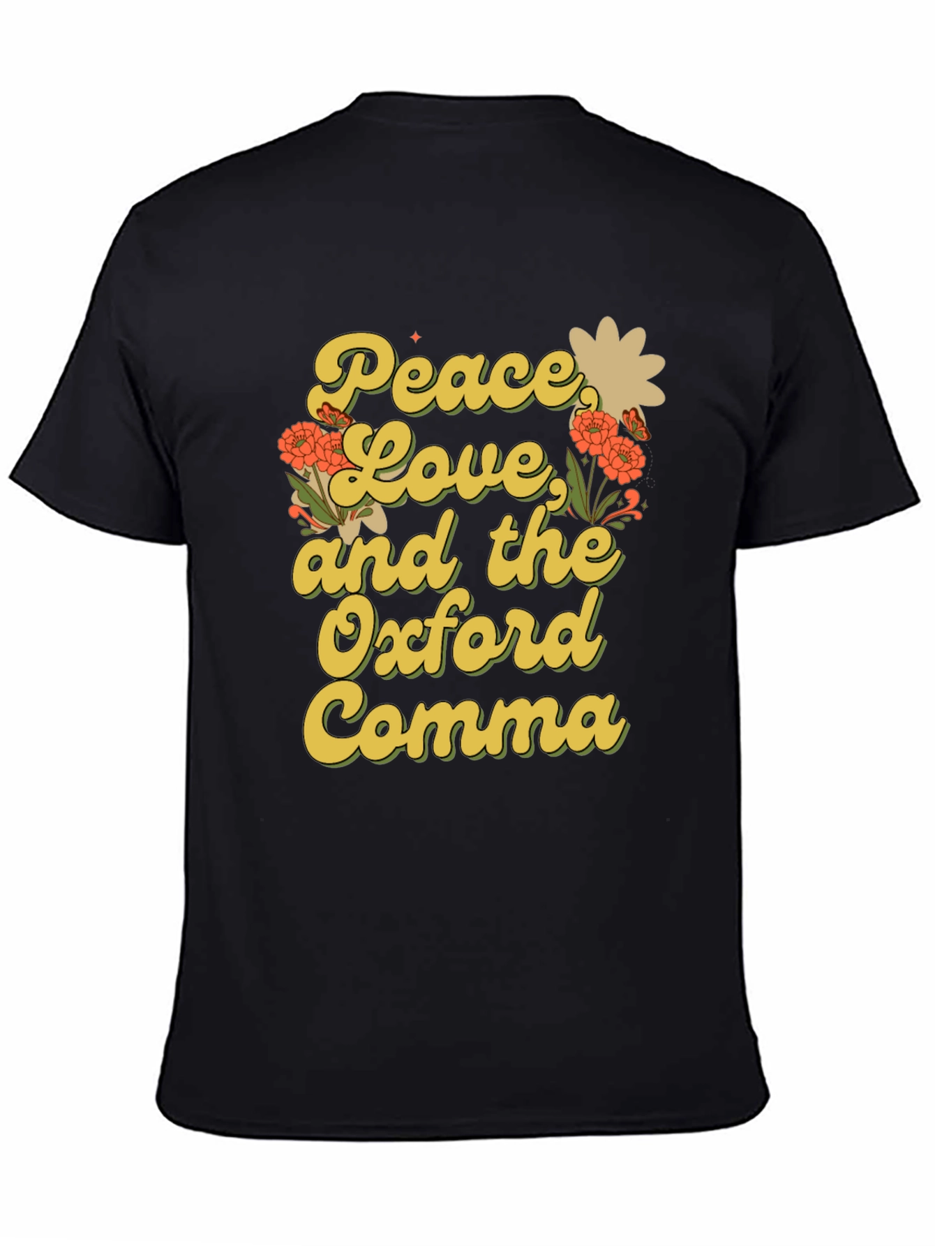 Peace Love and Oxford Comma Black T-Shirt