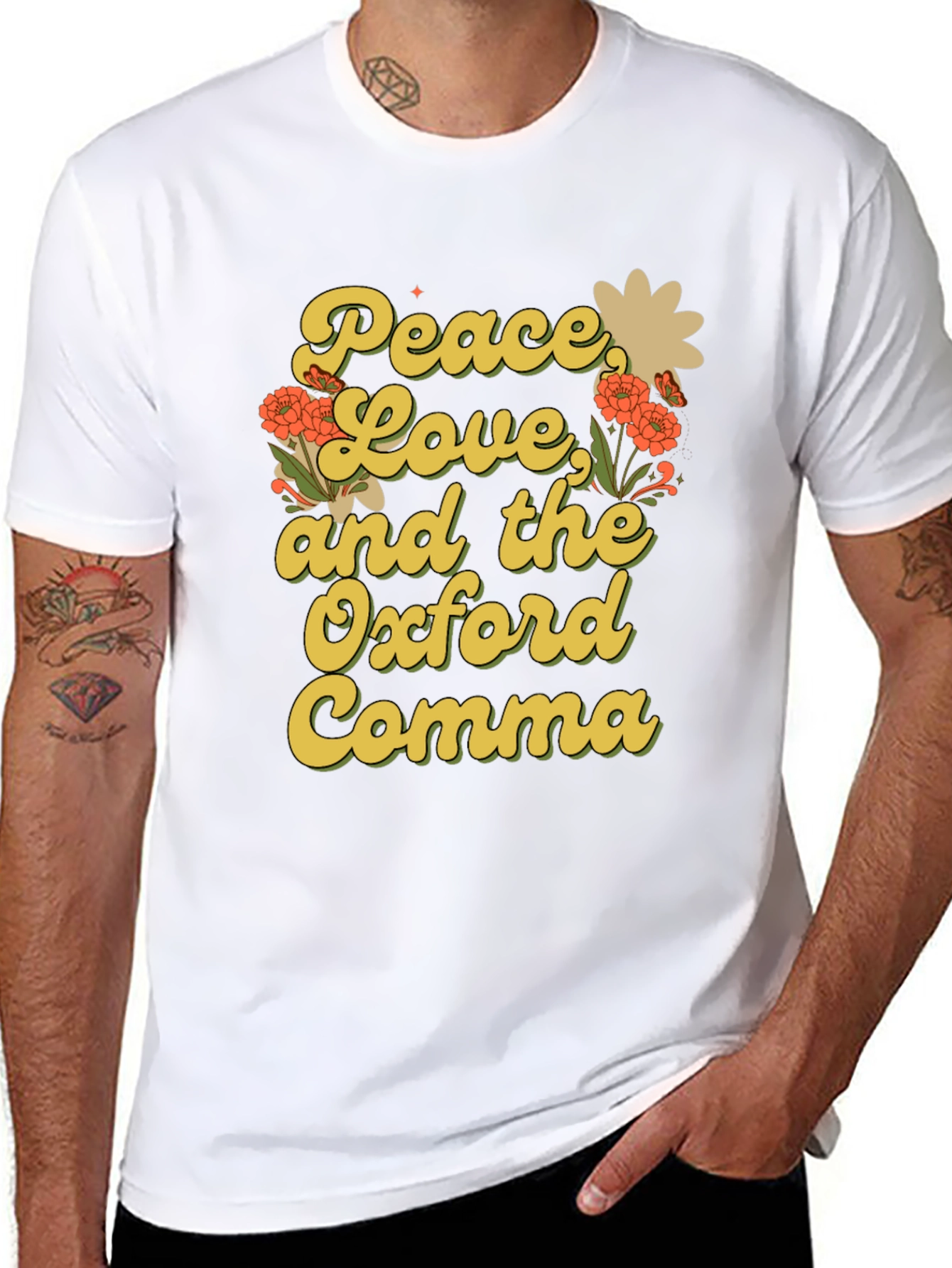 Peace Love and Oxford Comma Black T-Shirt