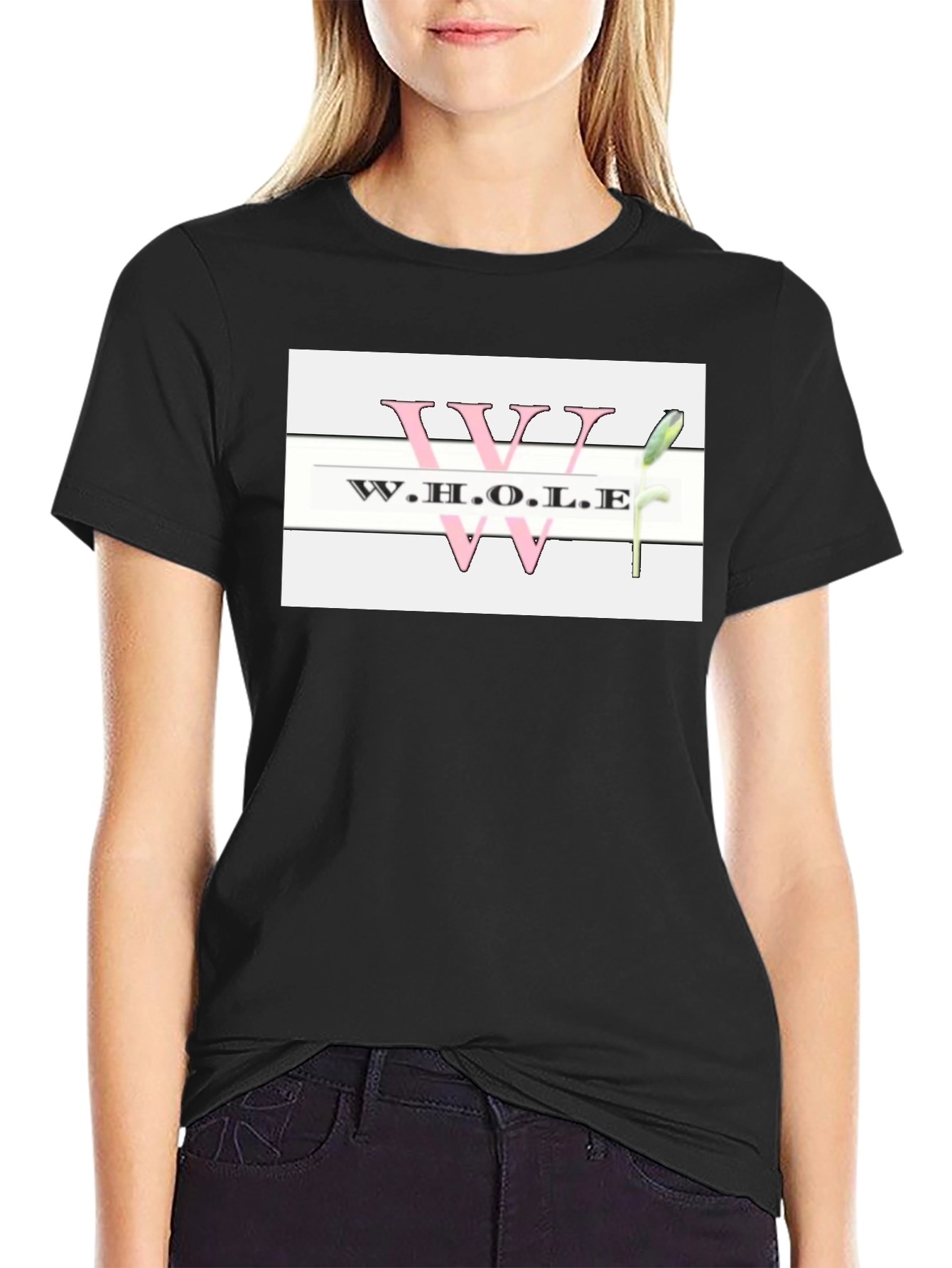Whole T-Shirt Black Cotton Casual