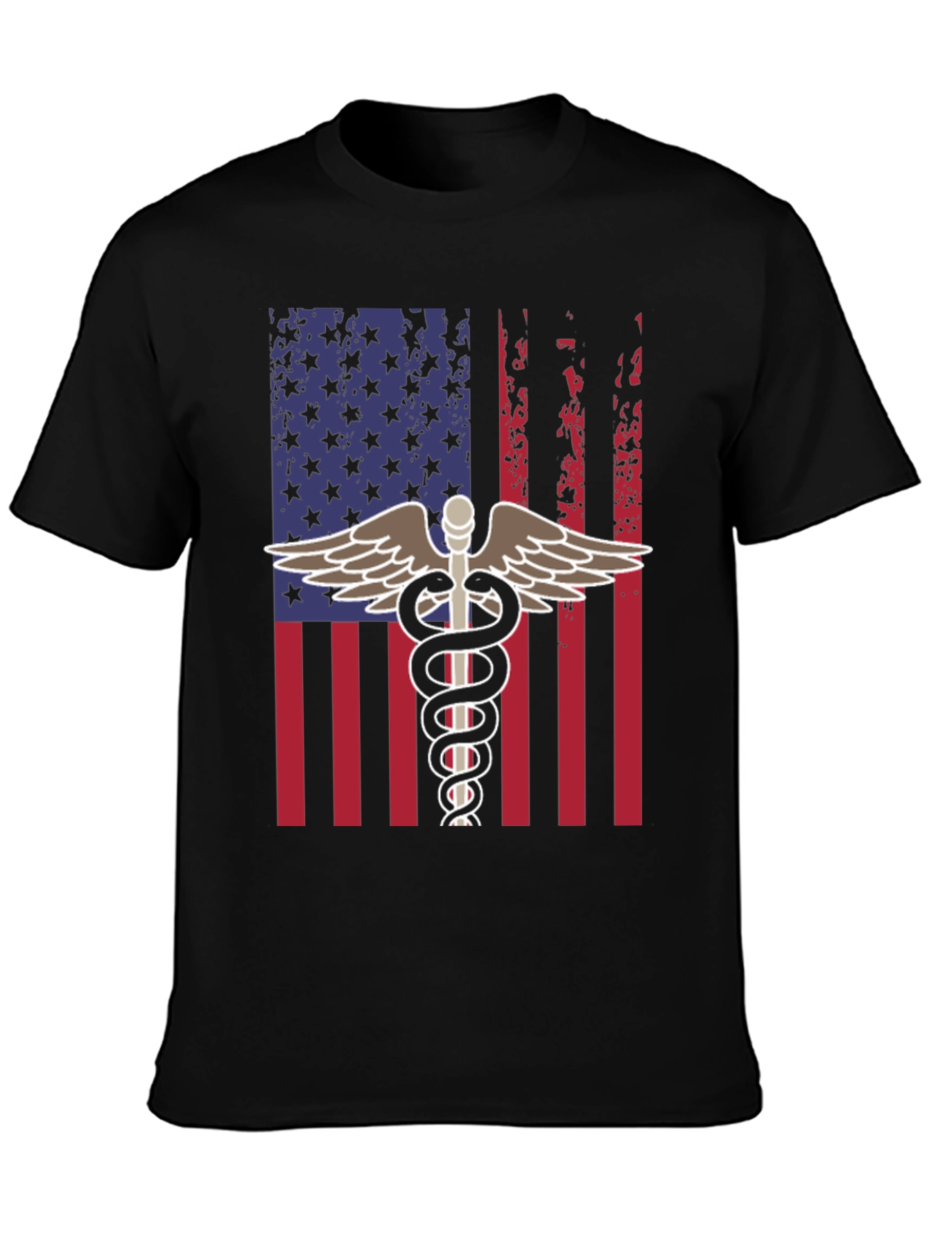 American Flag Caduceus T-Shirt - Patriotic Medical Apparel