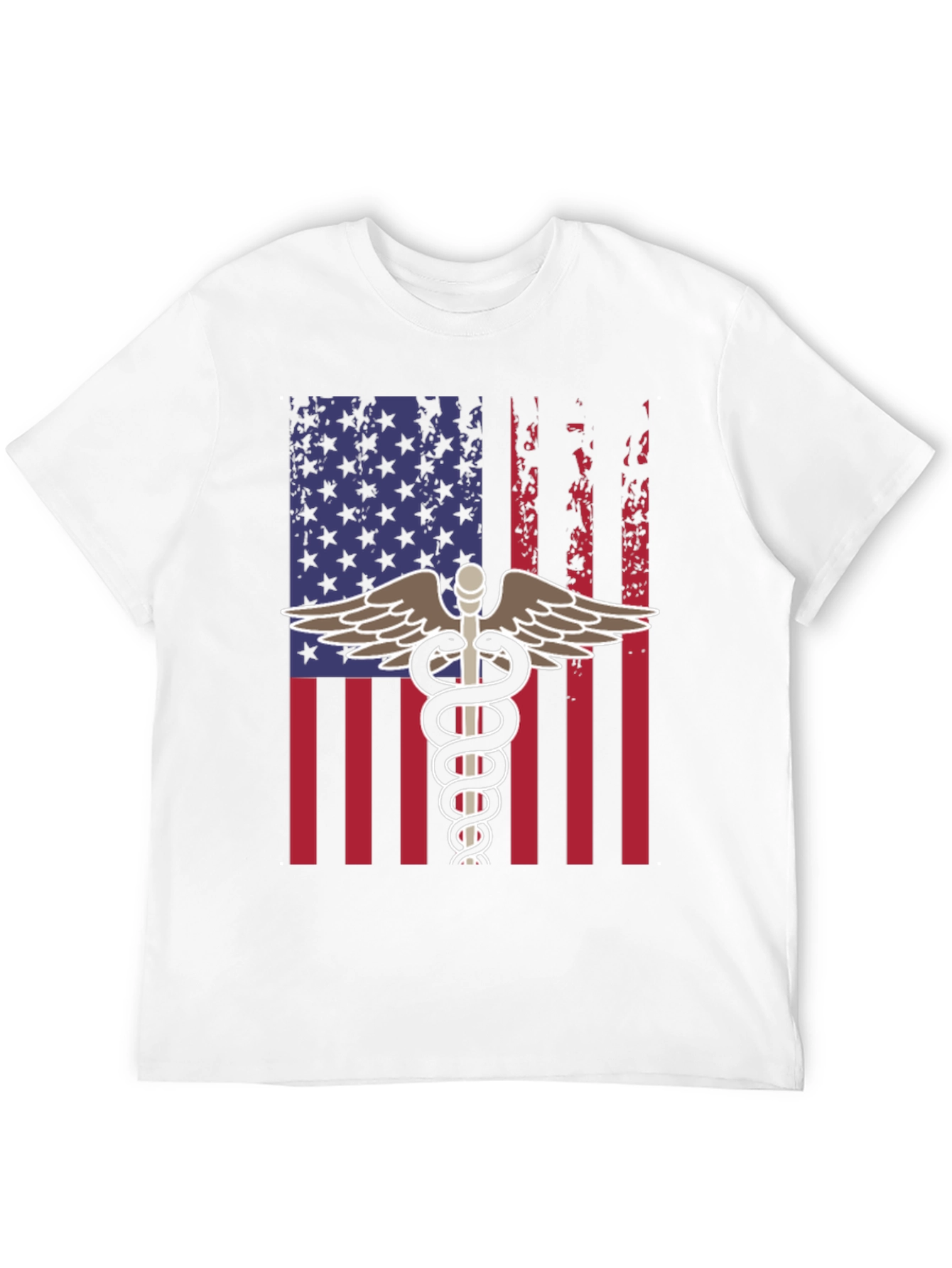 American Flag Caduceus T-Shirt - Patriotic Medical Apparel