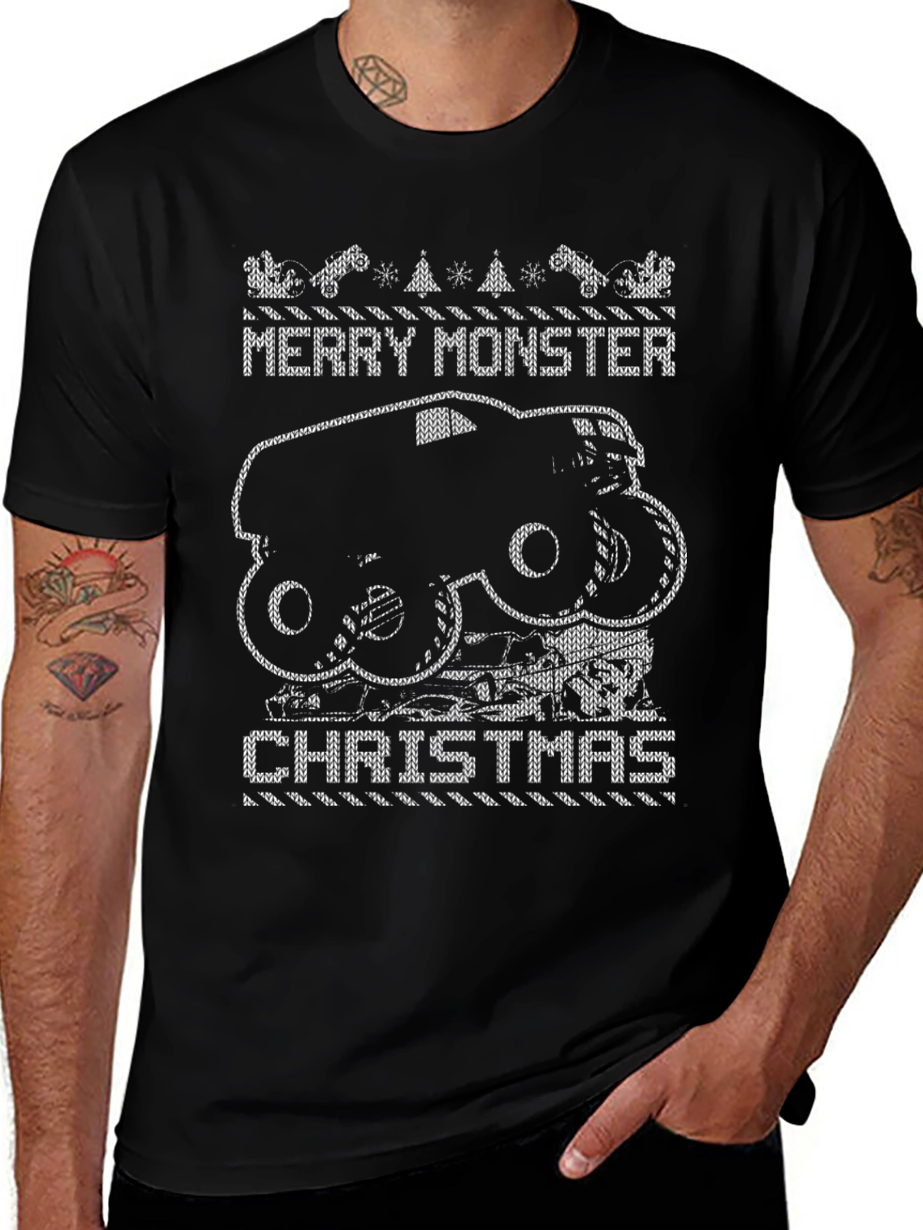 Merry Monster Truck Christmas T-Shirt
