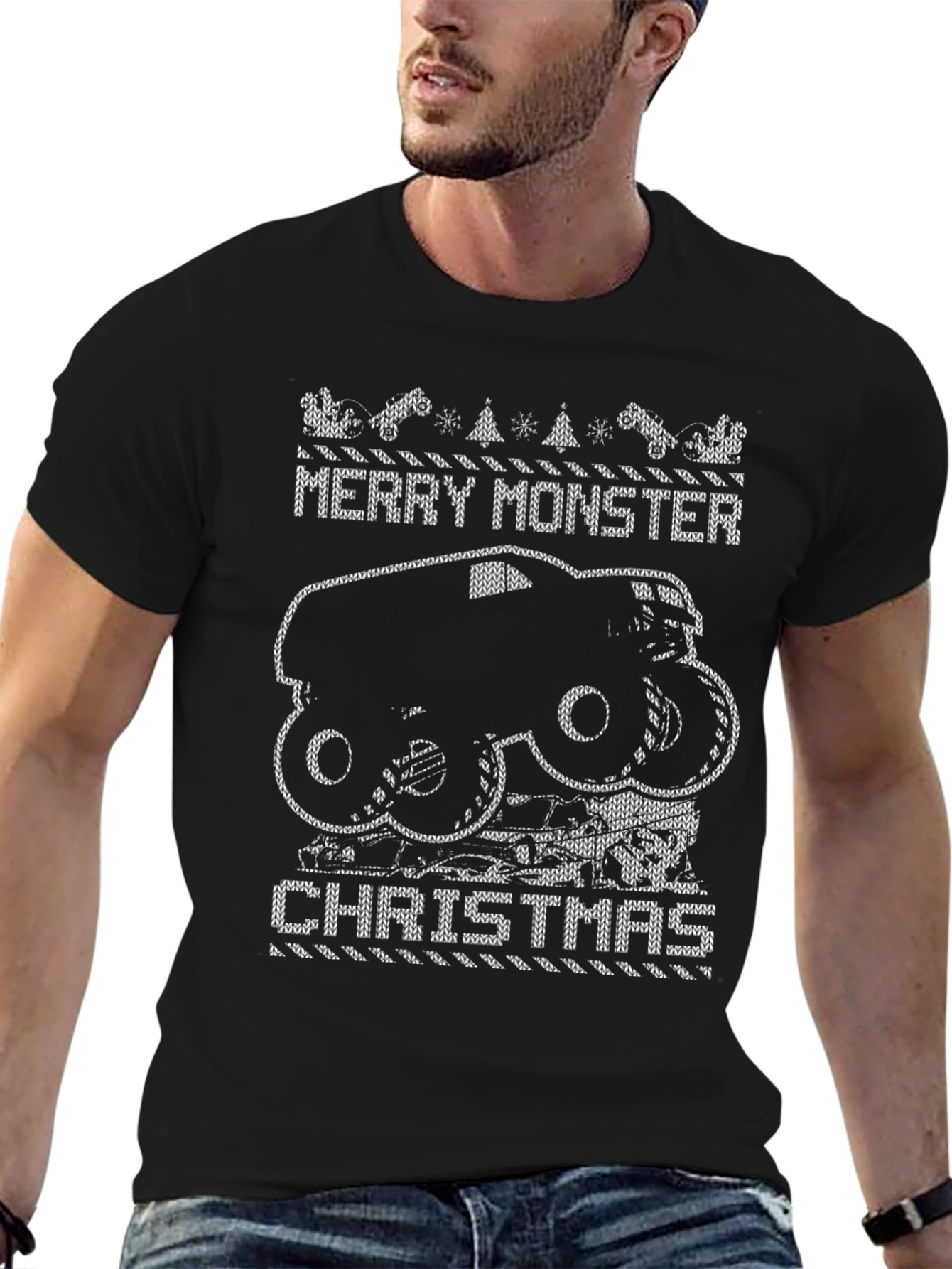 Merry Monster Truck Christmas T-Shirt