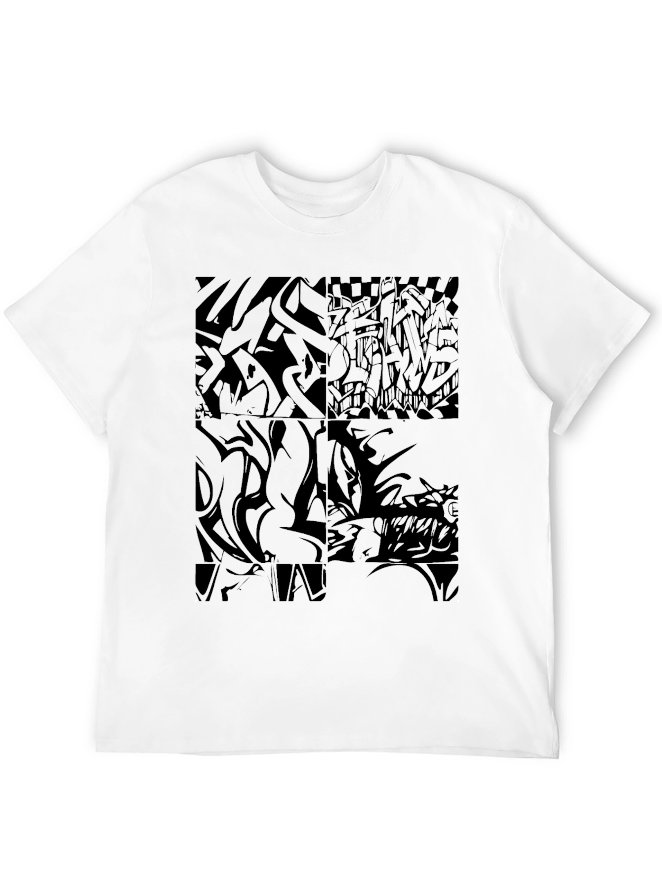 Abstract Graphic Print Tee - Mens Black T-Shirt