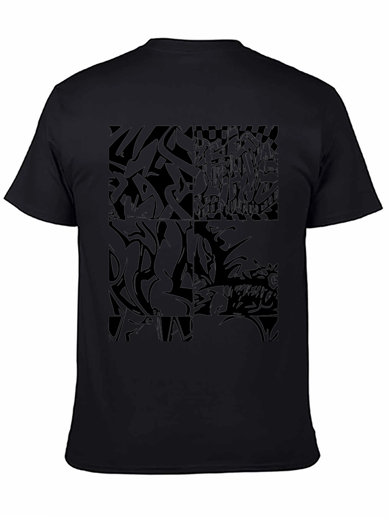 Abstract Graphic Print Tee - Mens Black T-Shirt