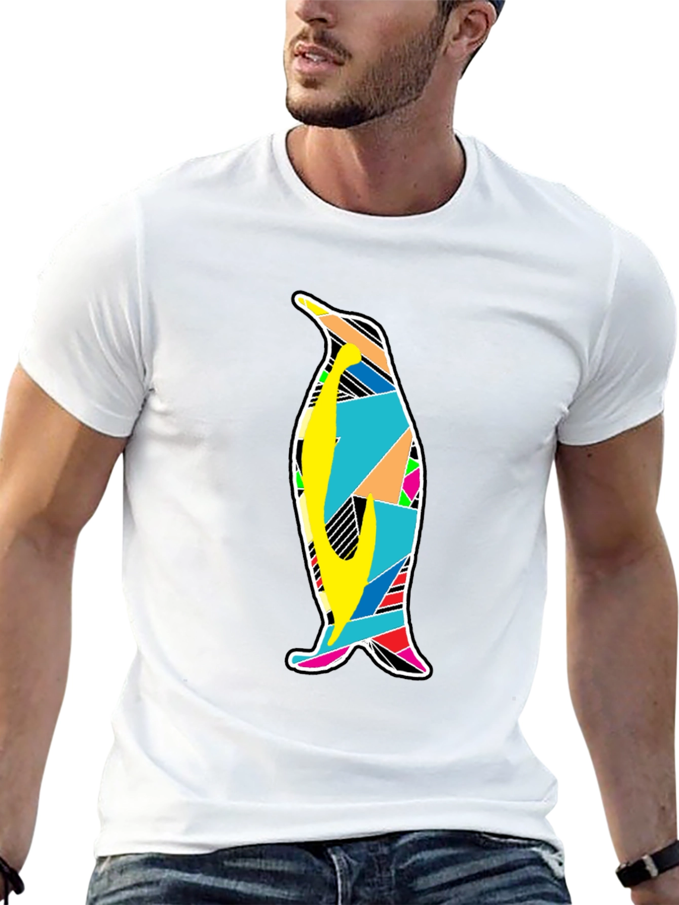 Mens Black Penguin Graphic T-Shirt