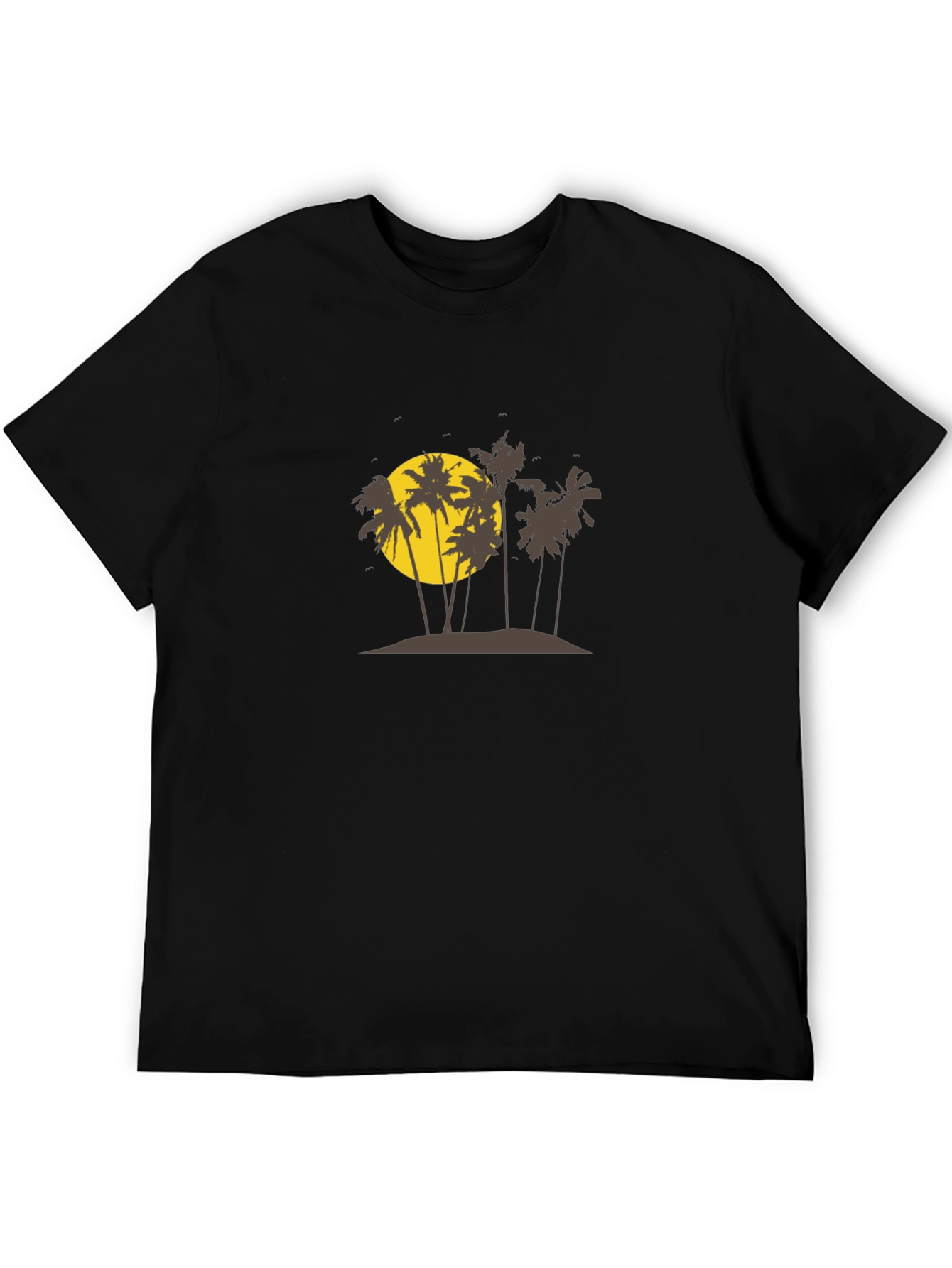 Tropical Island Graphic Black T-Shirt