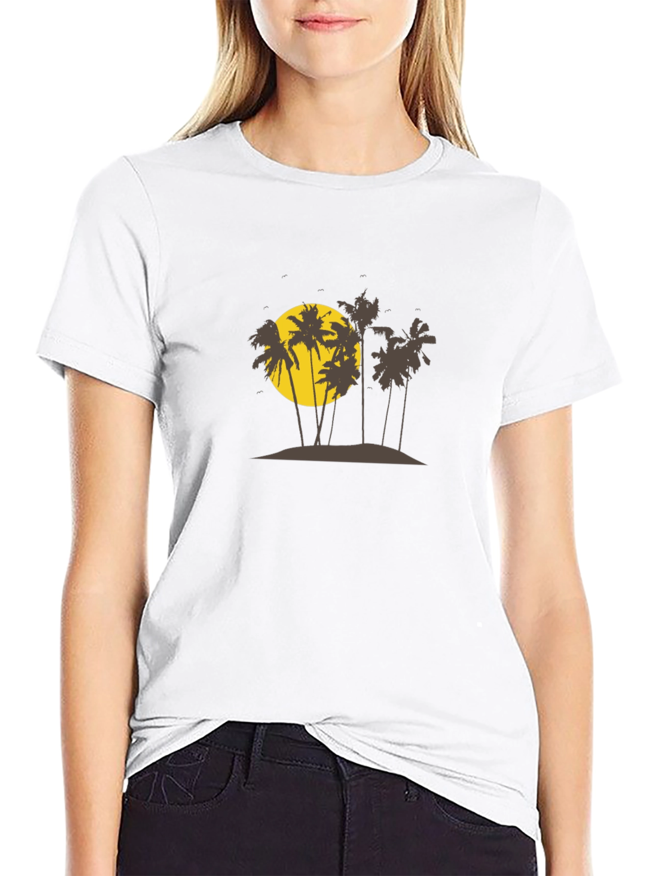Tropical Island Graphic Black T-Shirt