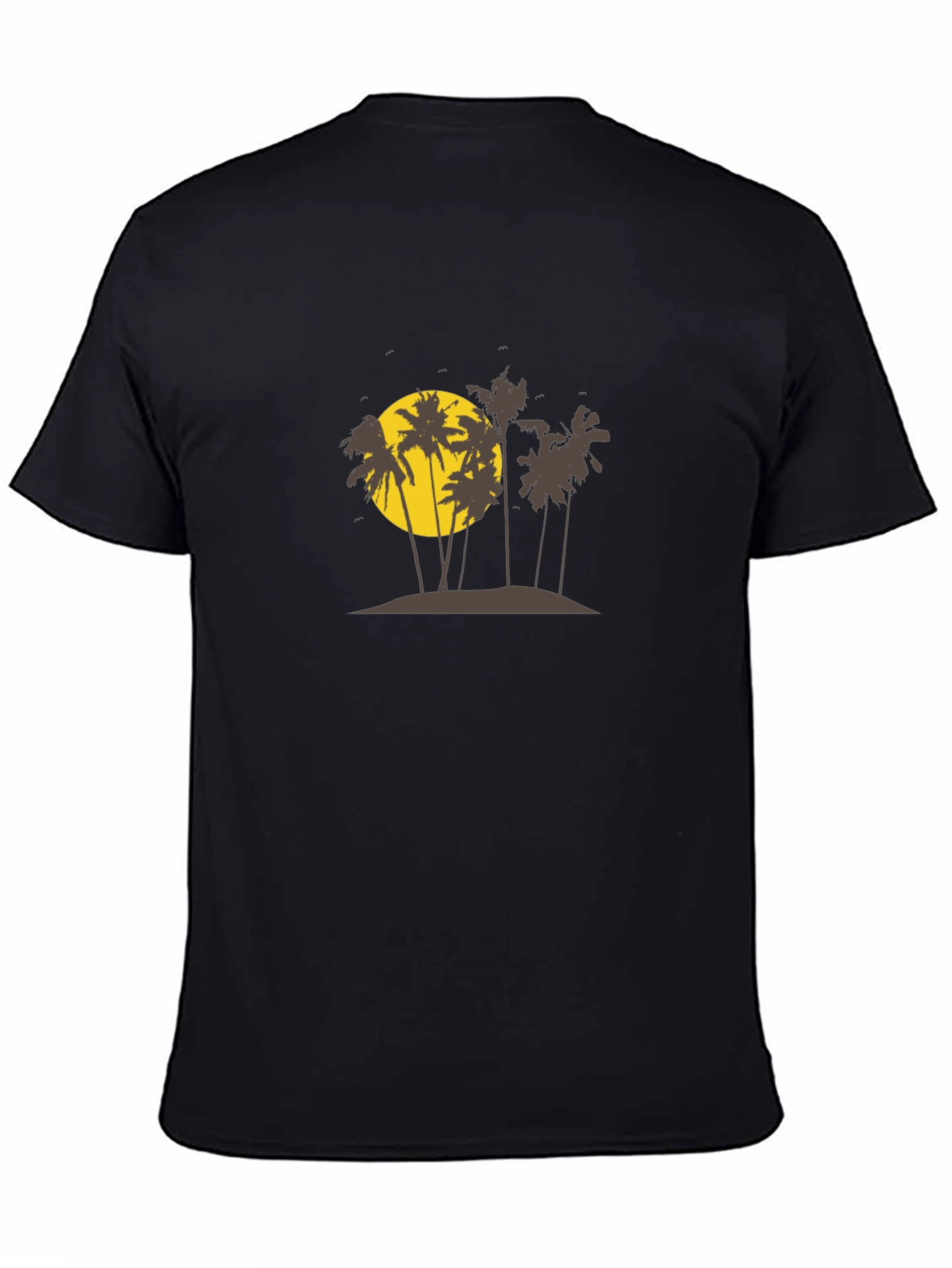 Tropical Island Graphic Black T-Shirt