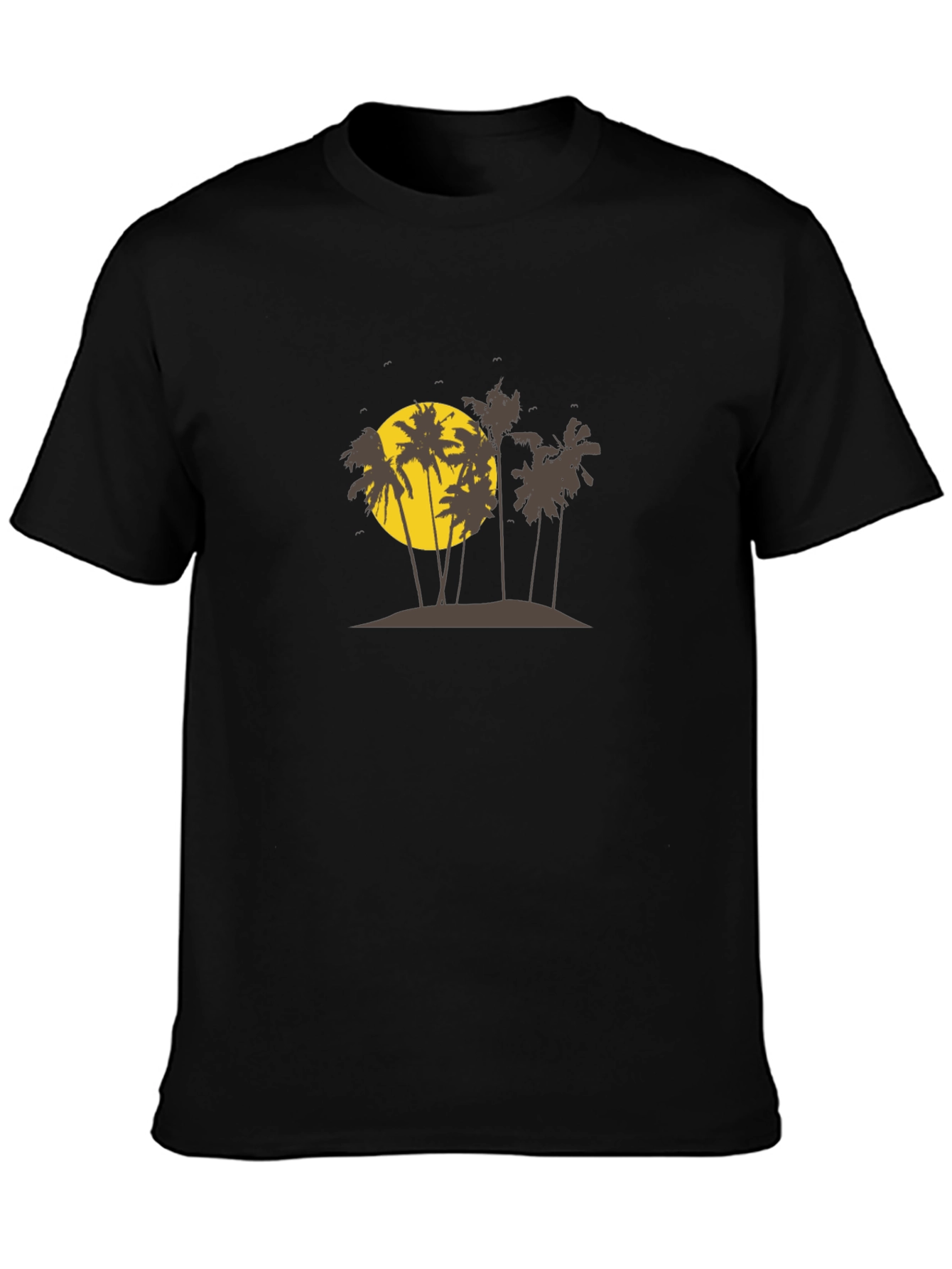 Tropical Island Graphic Black T-Shirt