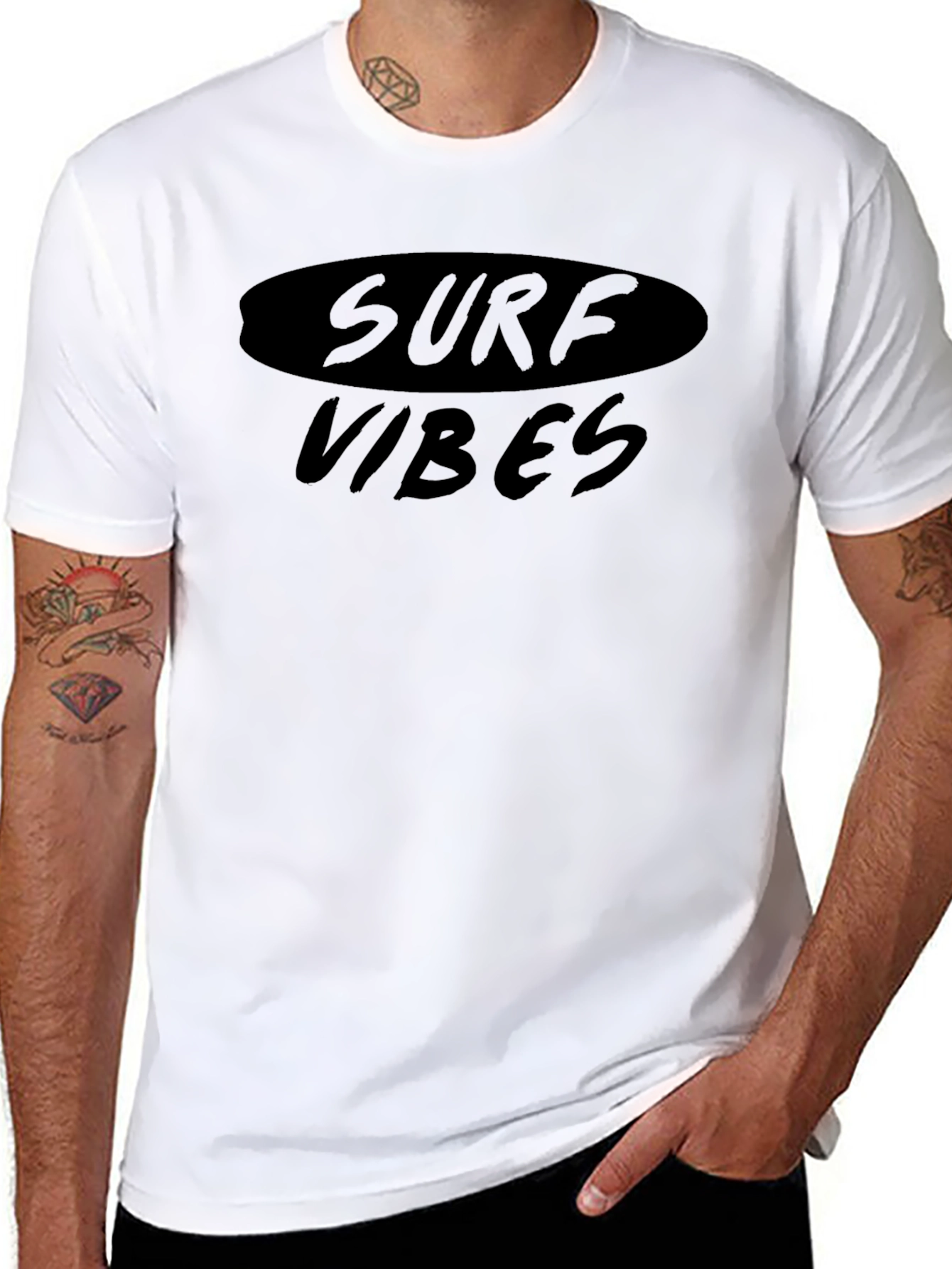 Surf Vibes Black Graphic T-Shirt