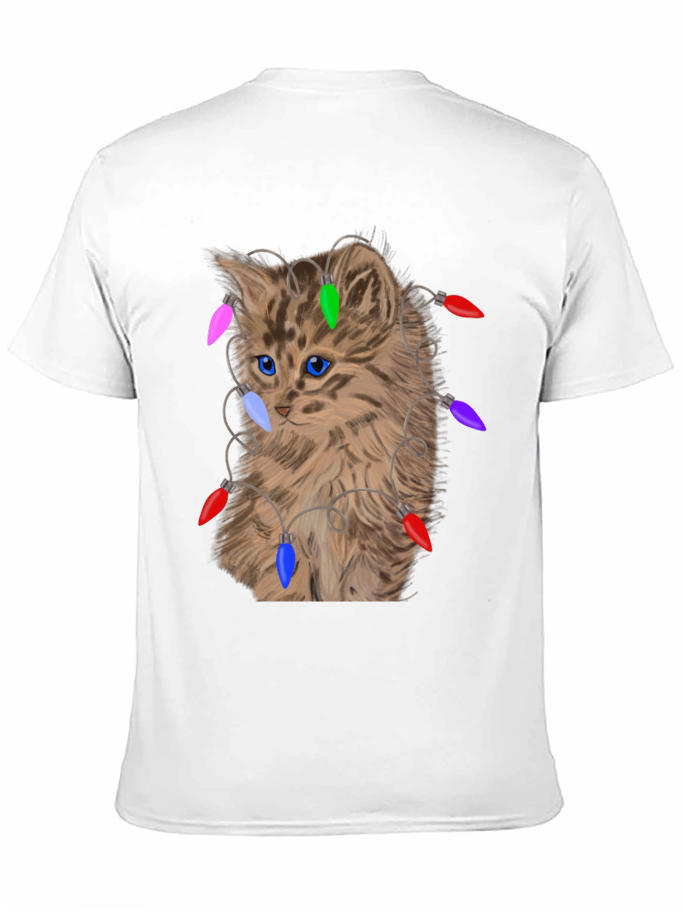 Kitten in Lights T-Shirt - Festive Cat Lover Tee