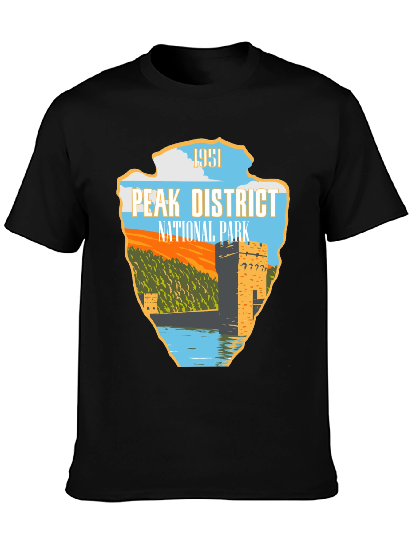 Peak District National Park Black T-Shirt