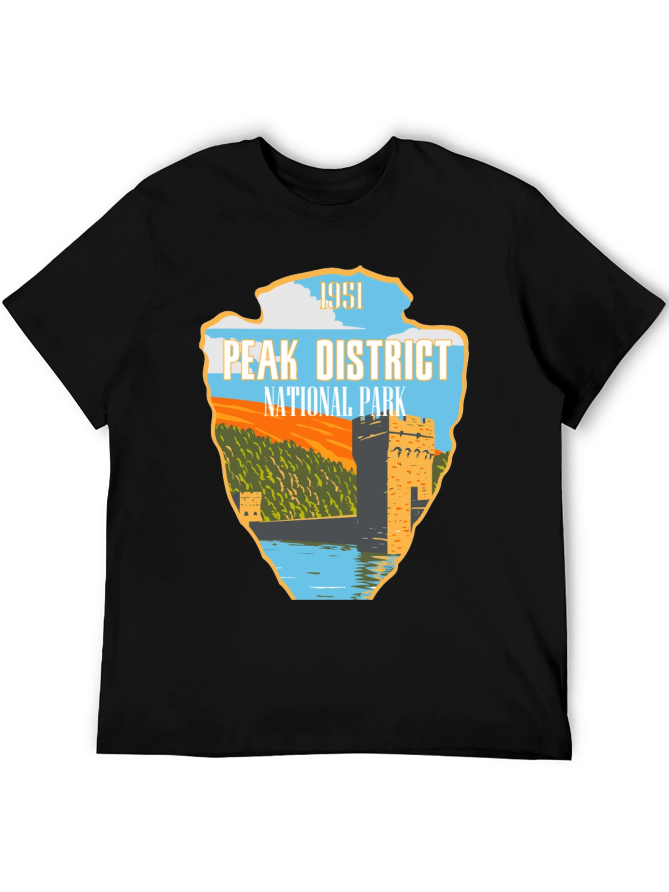 Peak District National Park Black T-Shirt