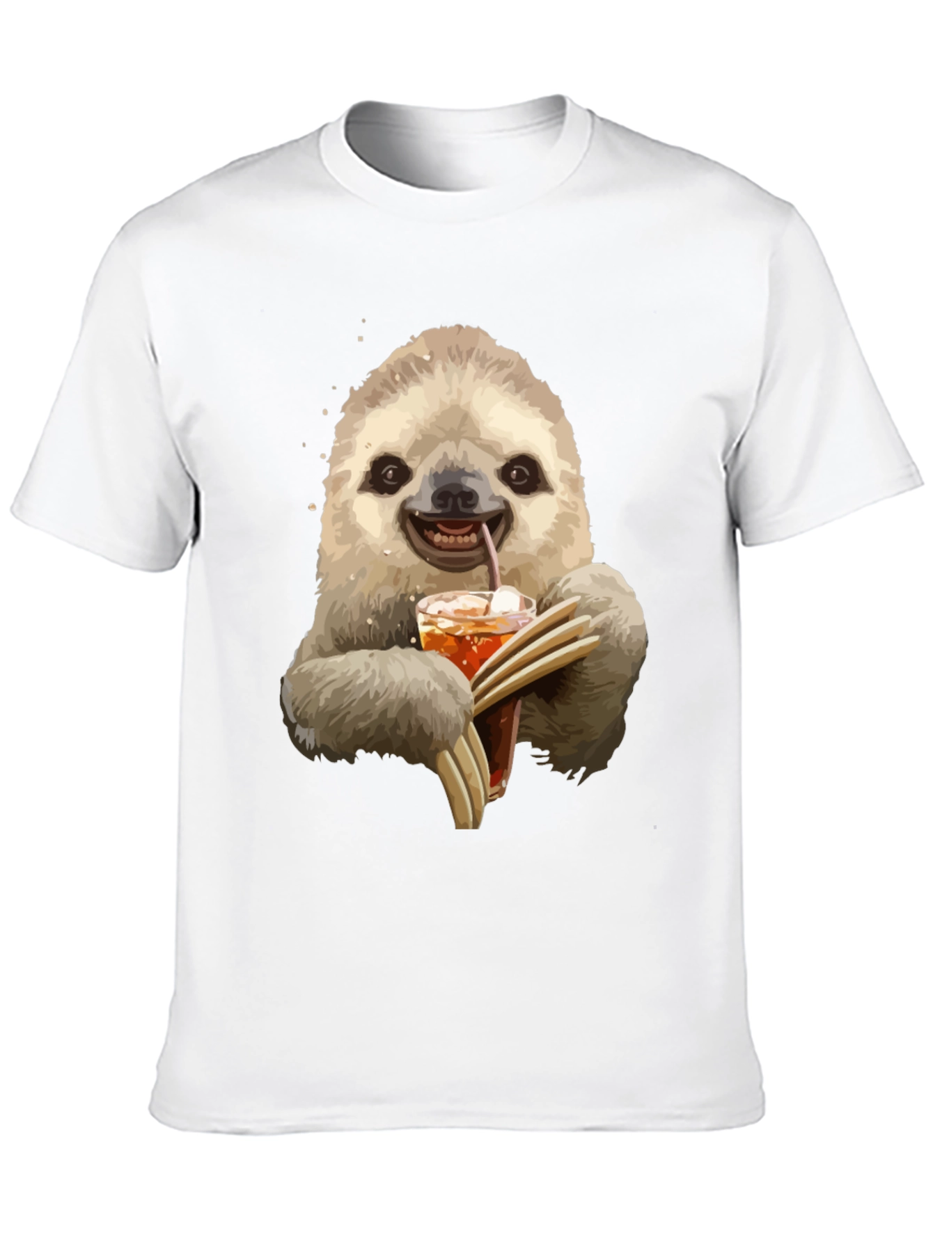 Sloth Drinking Iced Tea Graphic T-Shirt