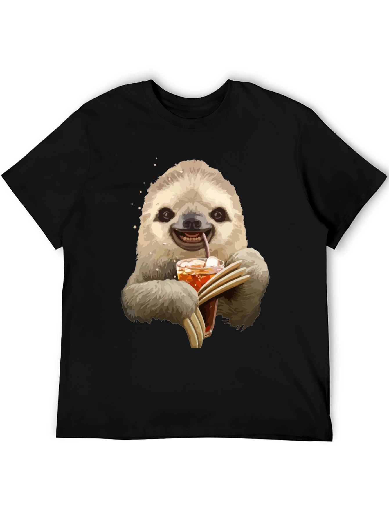 Sloth Drinking Iced Tea Graphic T-Shirt