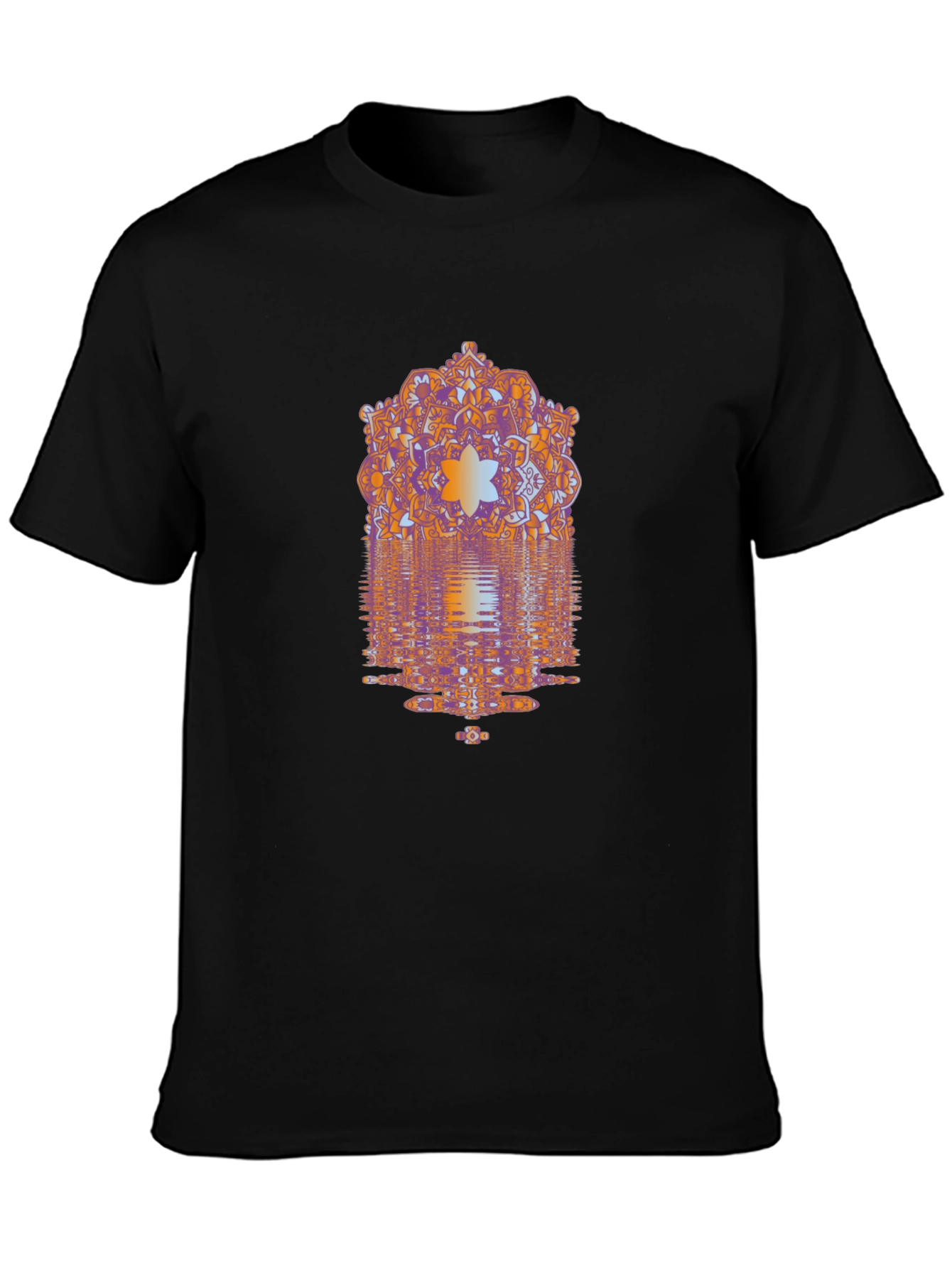 Abstract Mandala Graphic Print Mens Black T-Shirt