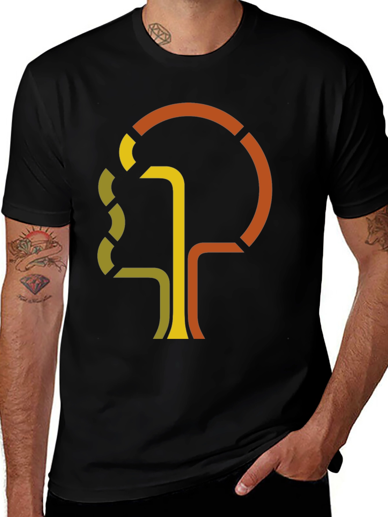 Abstract Tree Graphic Tee - Retro Style Black T-Shirt