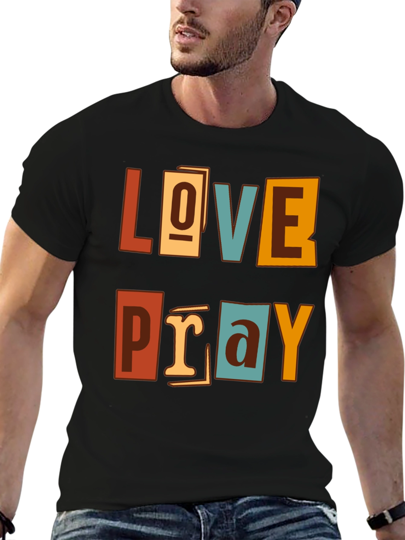Love Pray Graphic Print Crew Neck T-Shirt