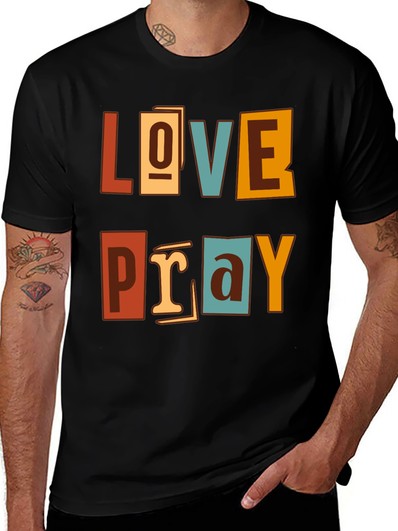 Love Pray Graphic Print Crew Neck T-Shirt