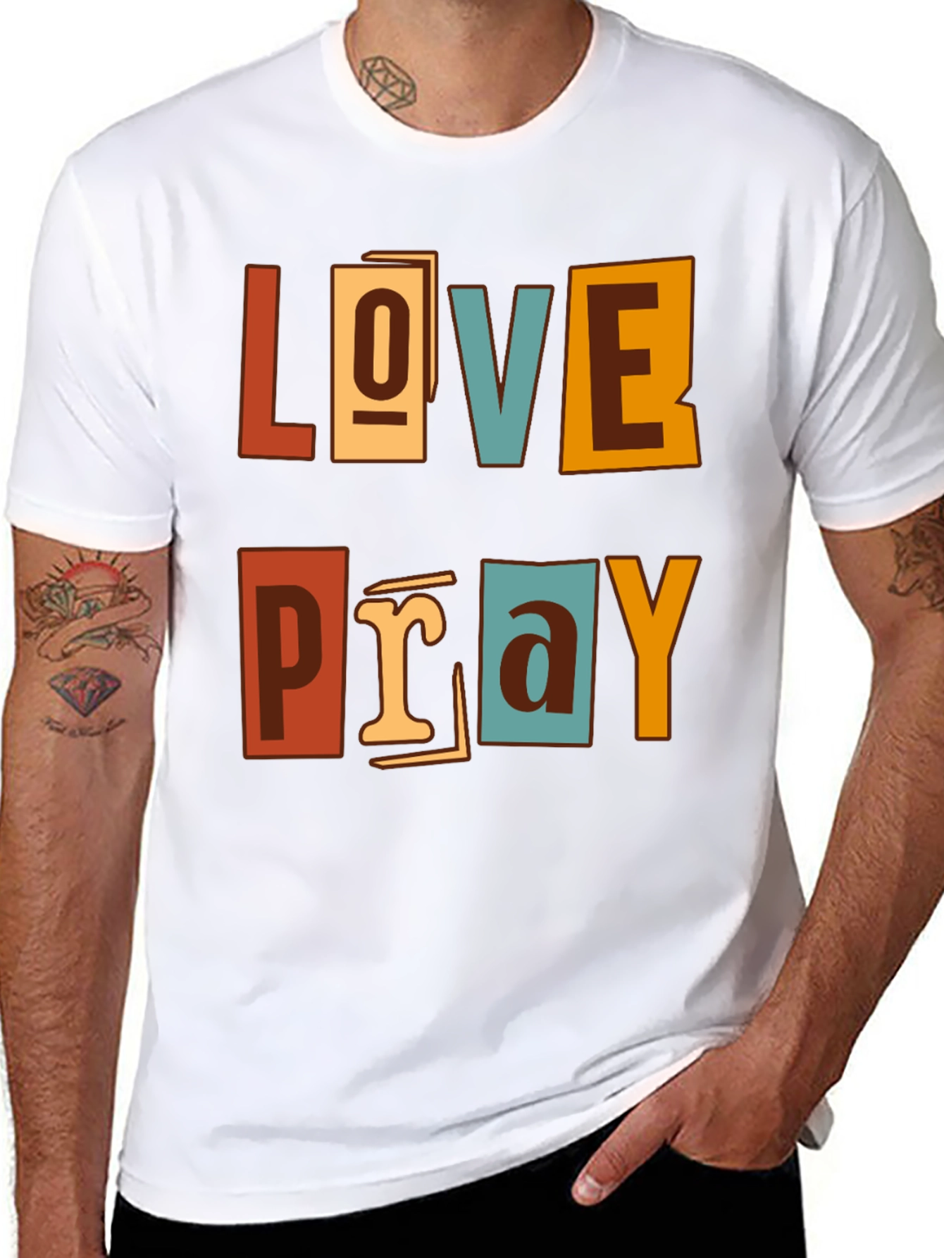 Love Pray Graphic Print Crew Neck T-Shirt