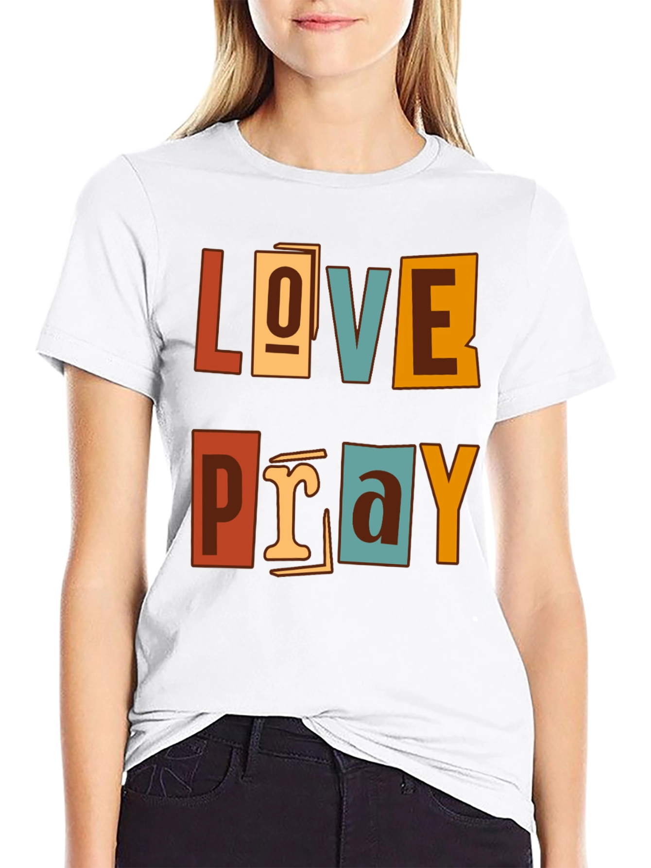 Love Pray Graphic Print Crew Neck T-Shirt