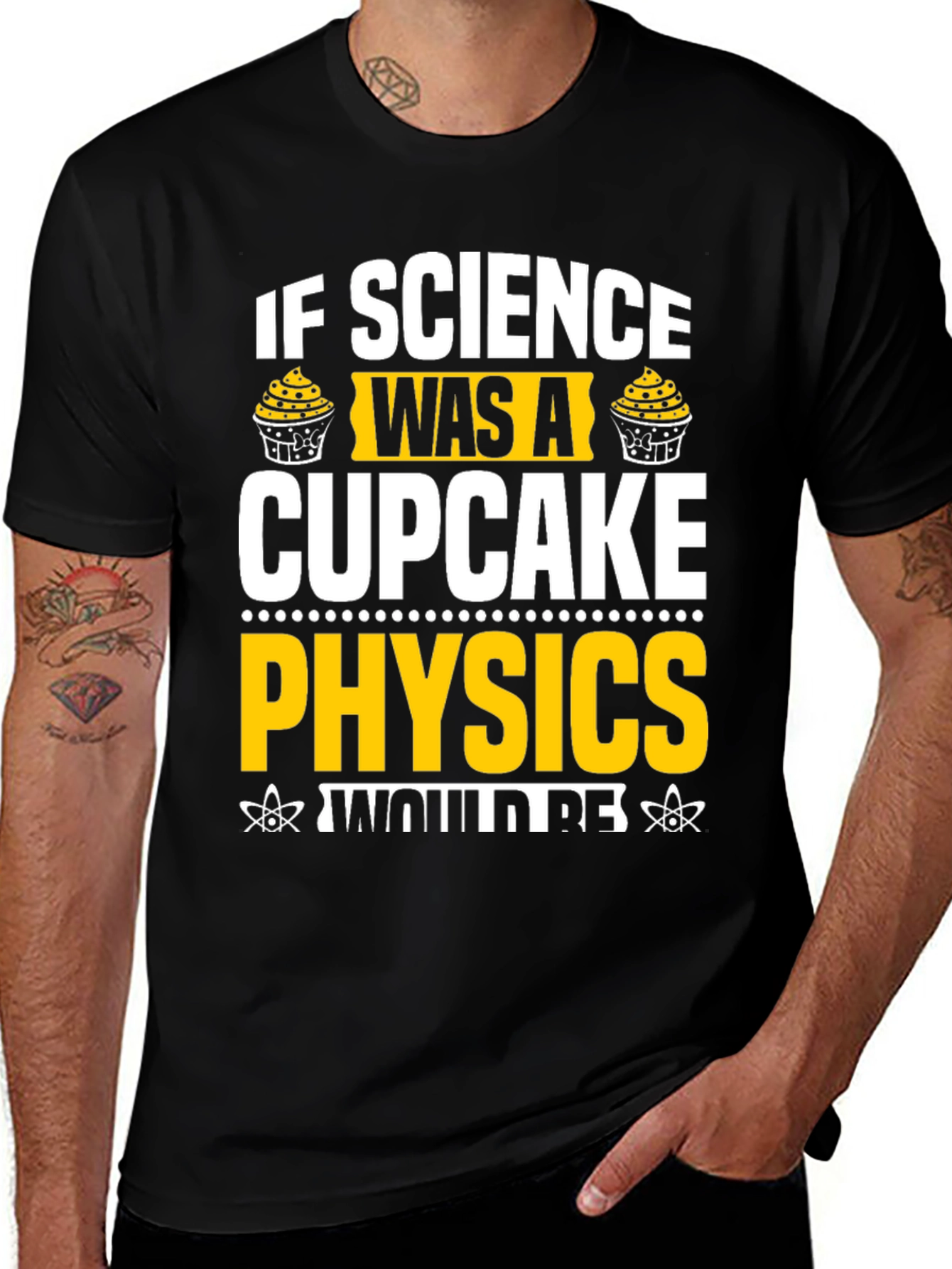 Science Physics Cupcake Black Graphic T-Shirt