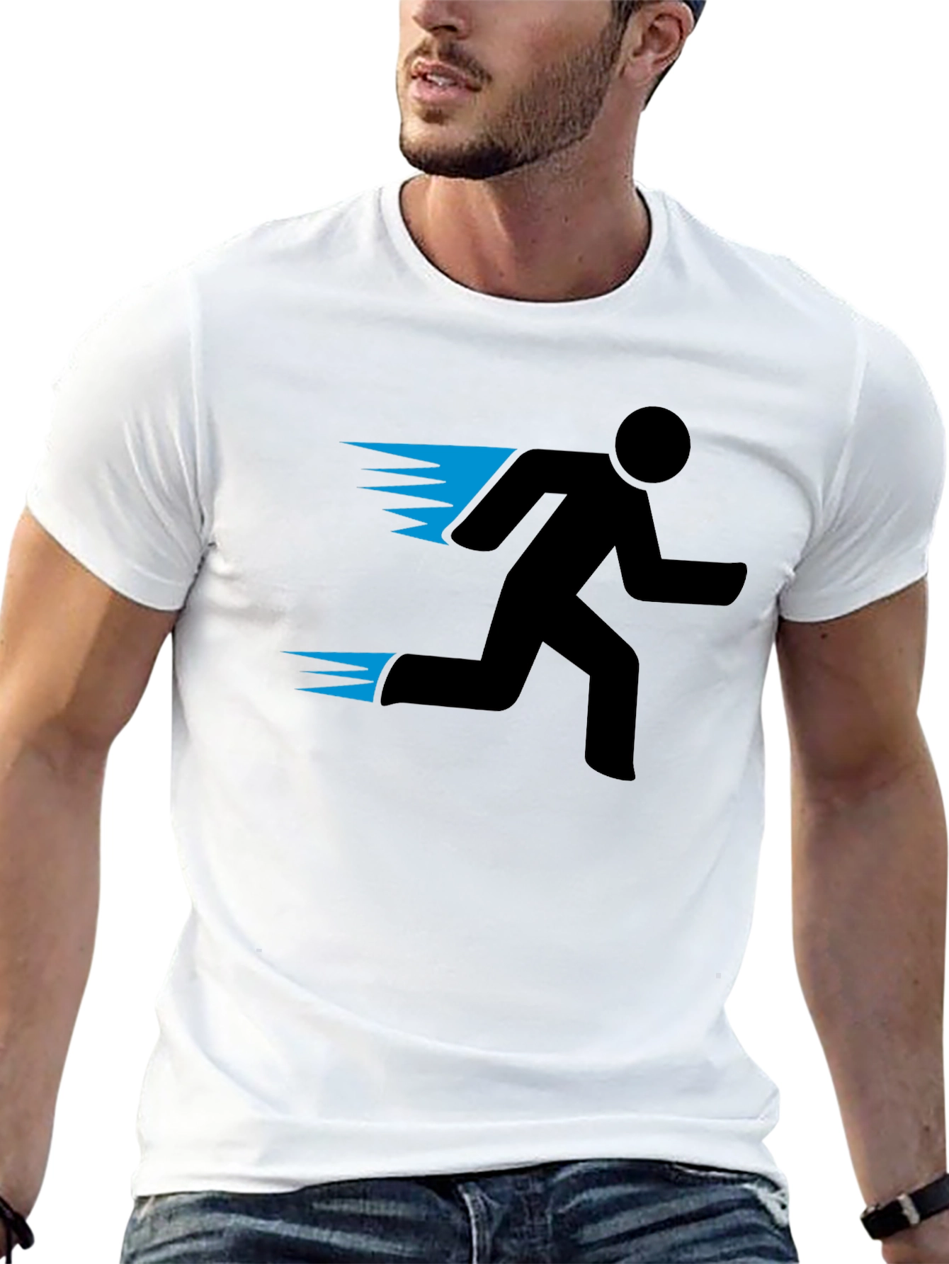 Mens Black Running Man Graphic Tee