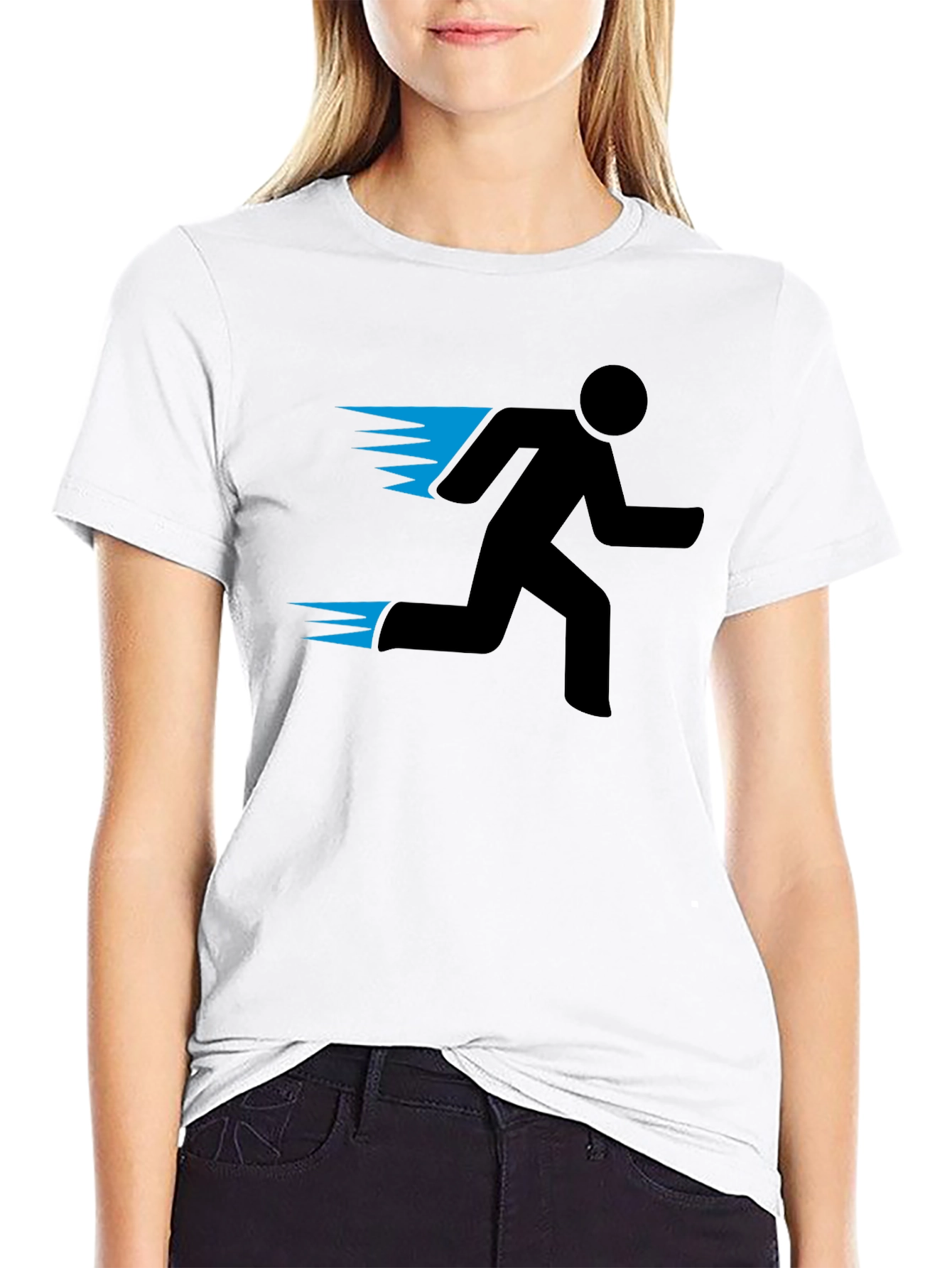 Mens Black Running Man Graphic Tee