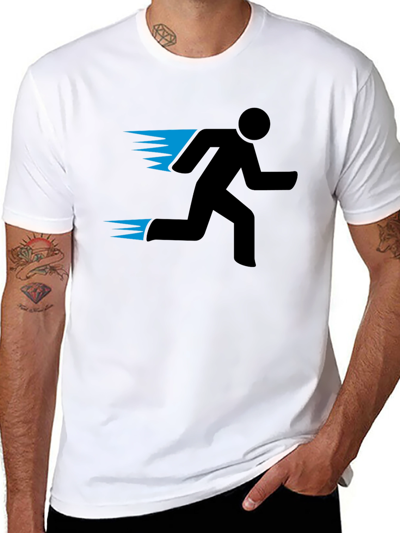 Mens Black Running Man Graphic Tee