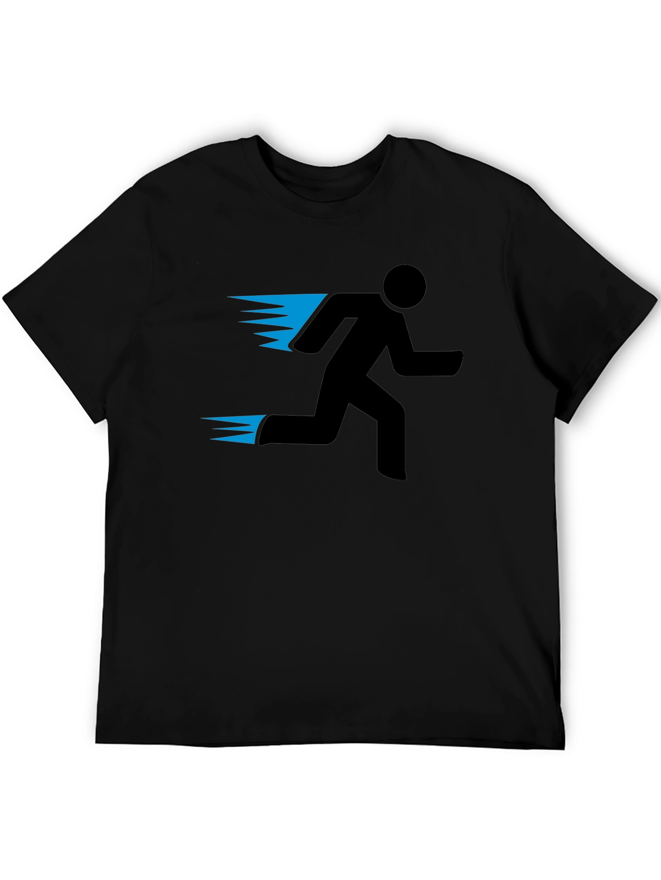 Mens Black Running Man Graphic Tee