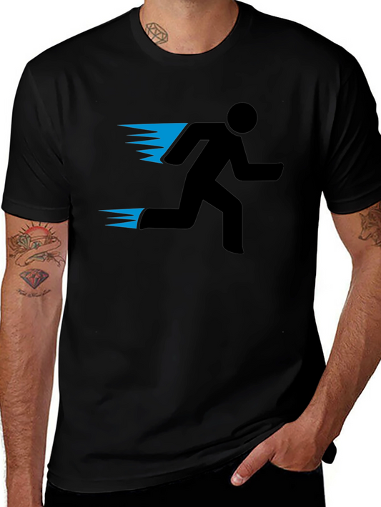 Mens Black Running Man Graphic Tee