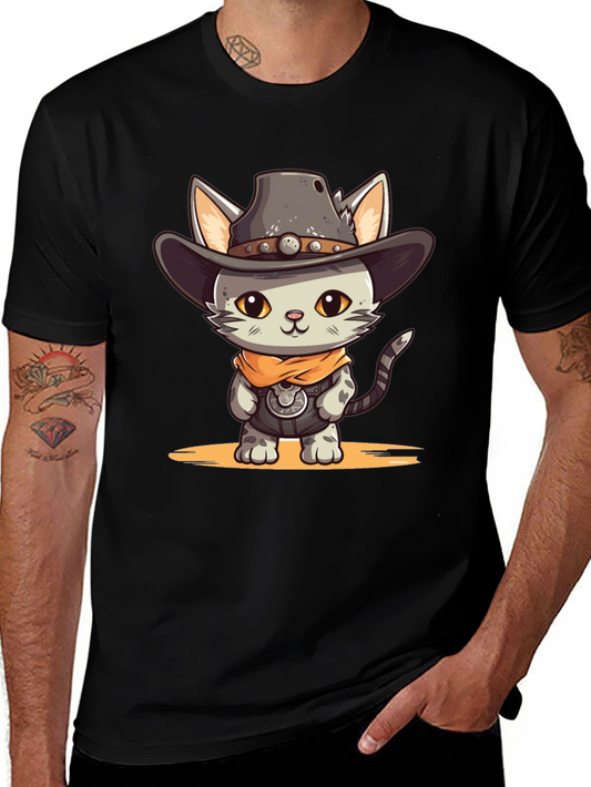 Cartoon Cowboy Cat Graphic Tee