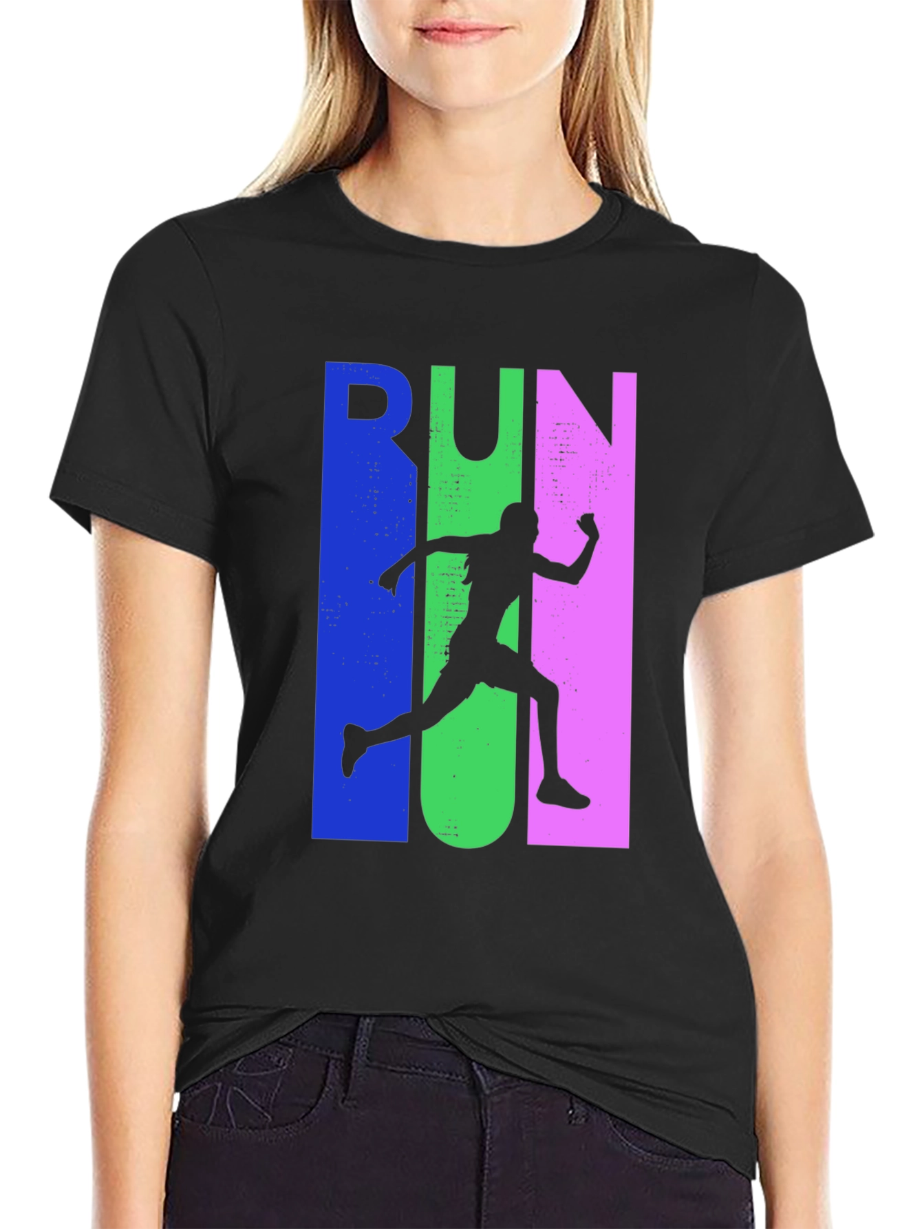 Run Silhouette Graphic Tee - Sporty Casual Style