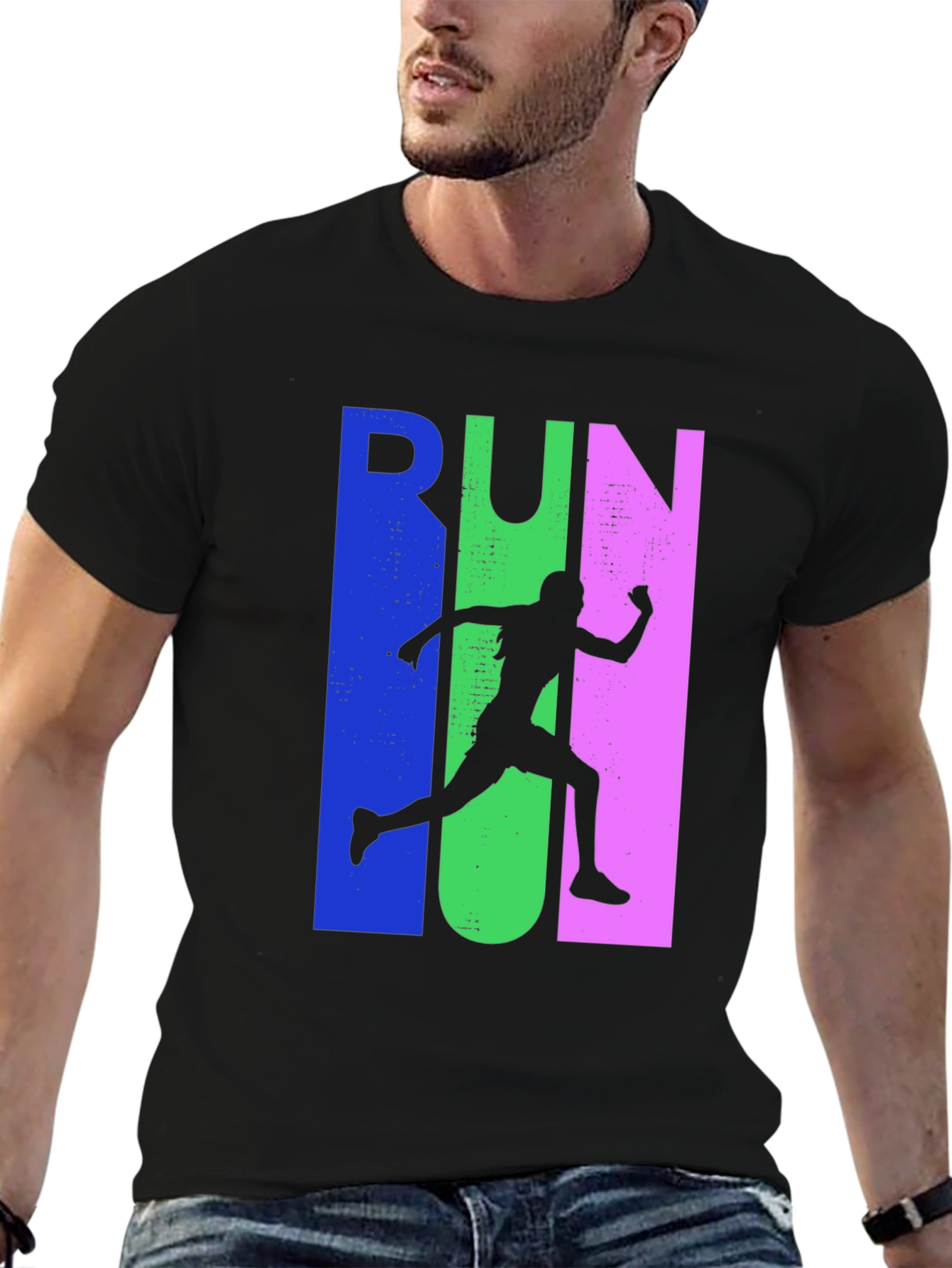 Run Silhouette Graphic Tee - Sporty Casual Style
