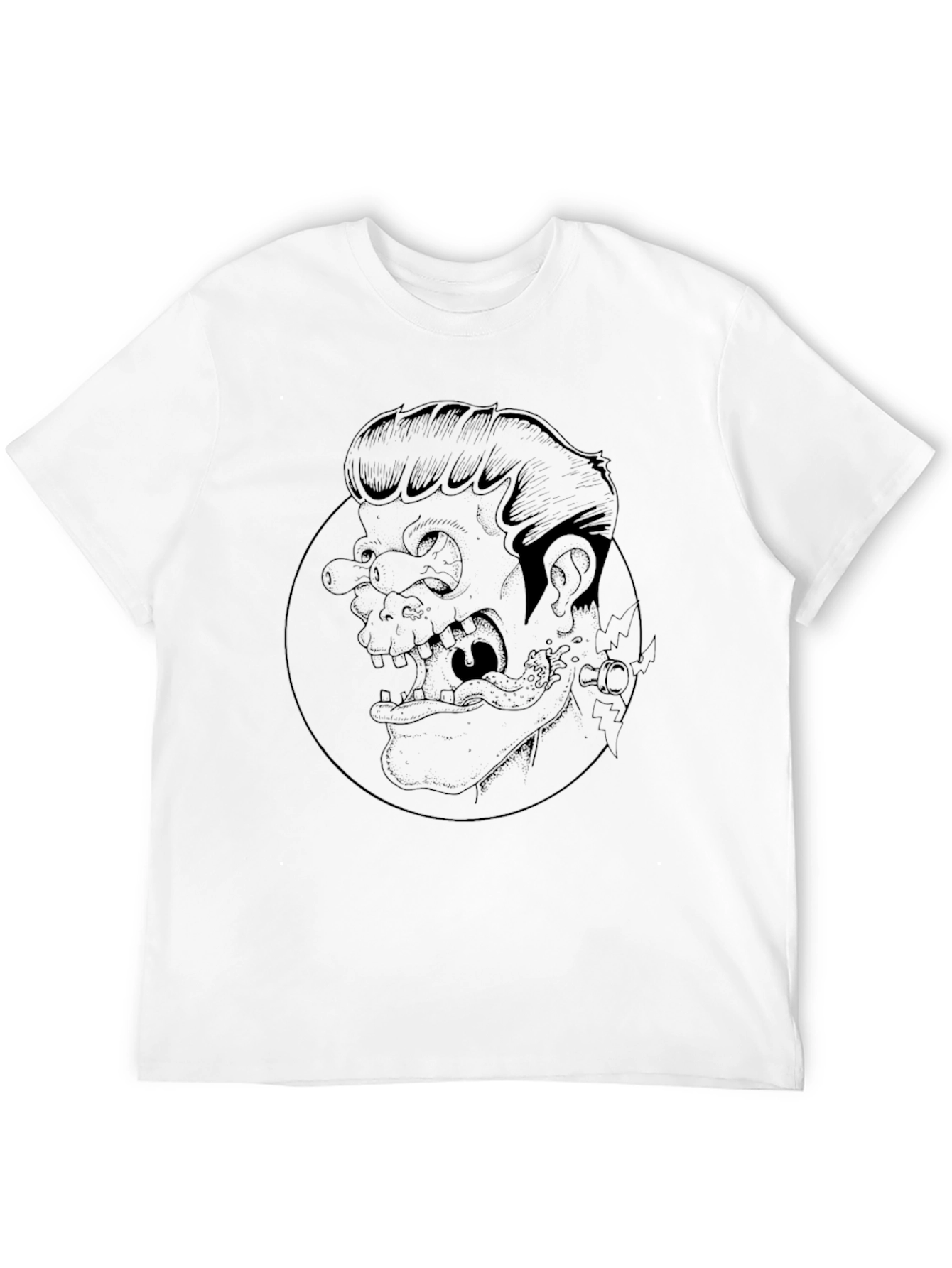 Graphic Print Black Crew Neck Tee