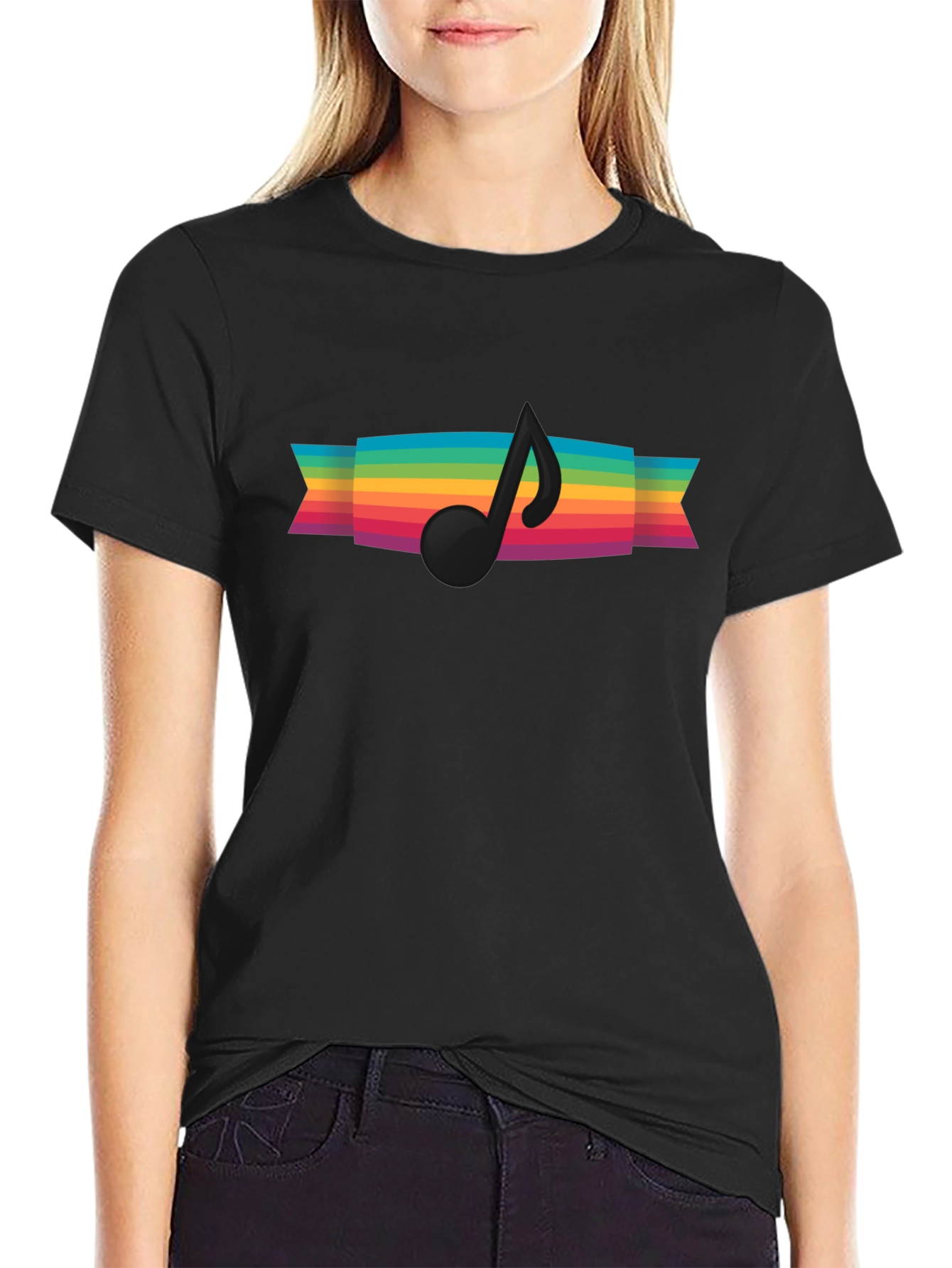 Rainbow Music Note Graphic Tee