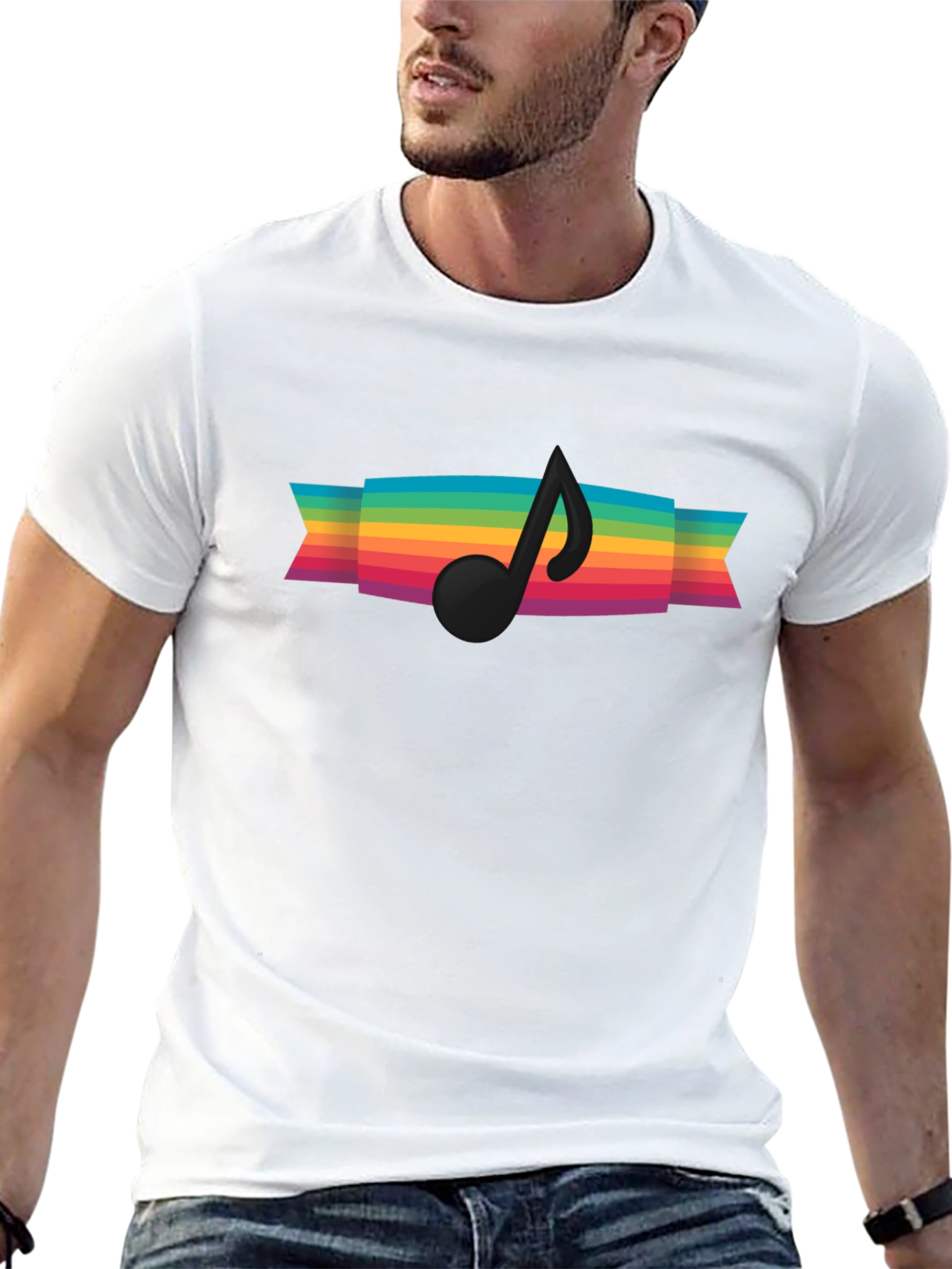 Rainbow Music Note Graphic Tee