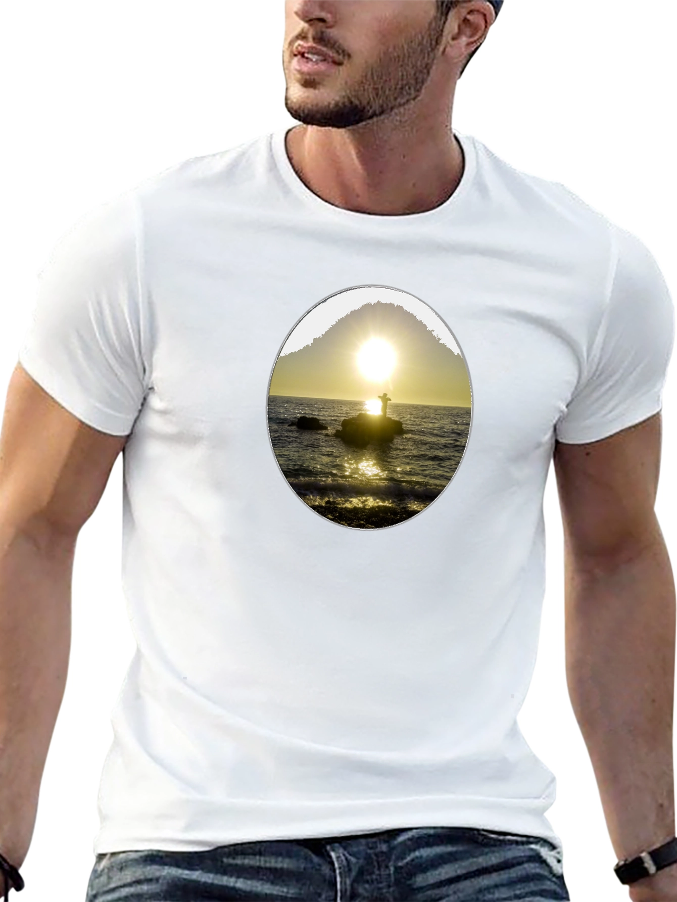 Sunset Silhouette Graphic Tee - Black