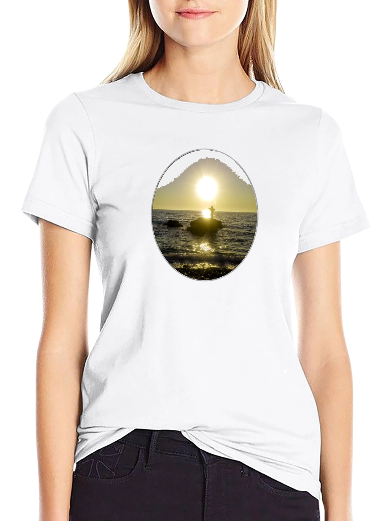 Sunset Silhouette Graphic Tee - Black