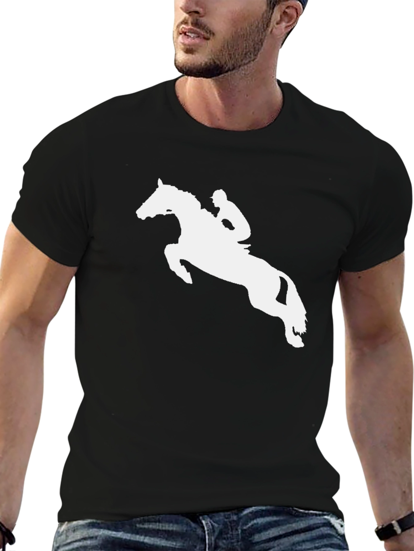 Equestrian Horse Jumping T-Shirt - Black