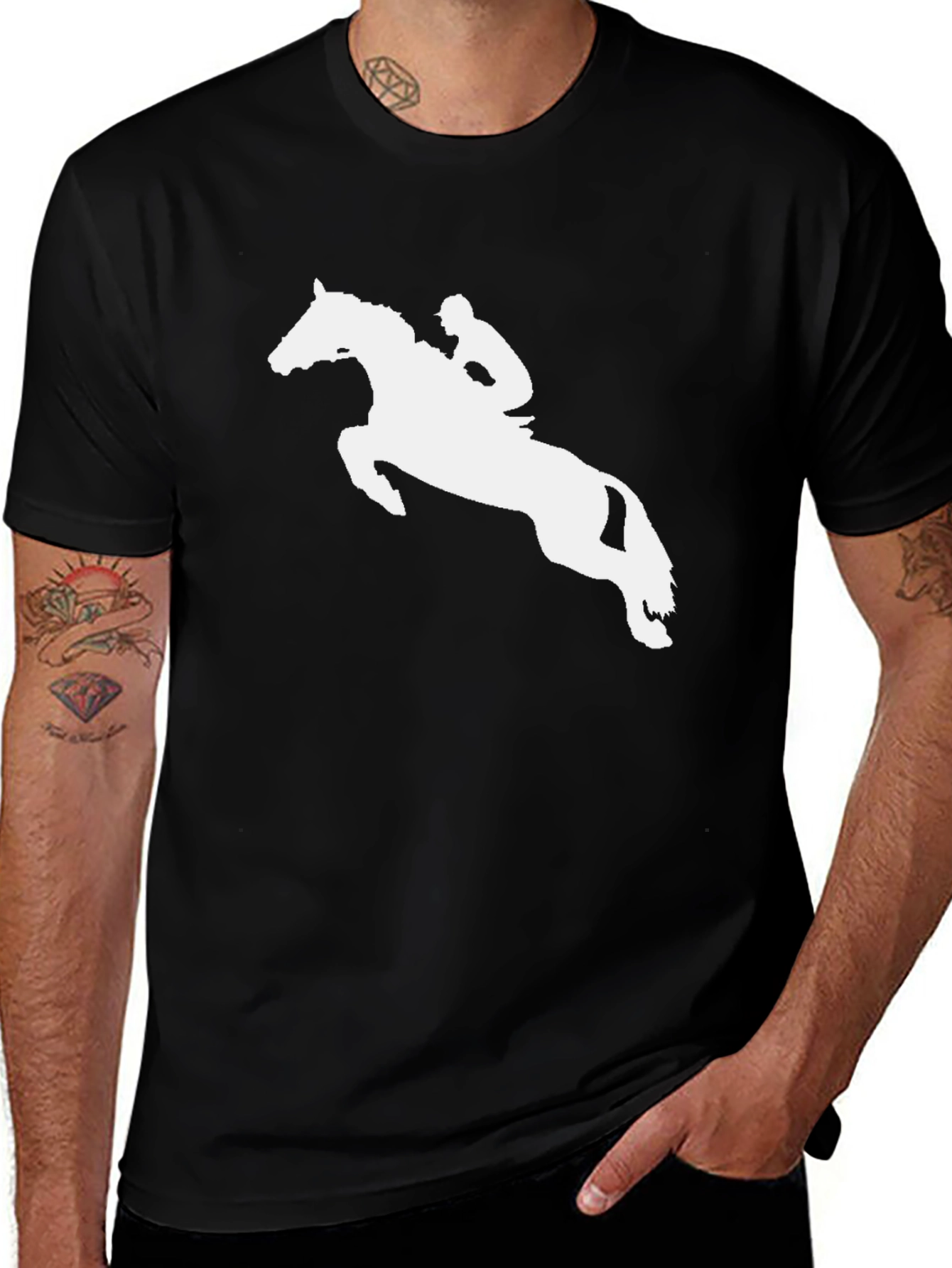 Equestrian Horse Jumping T-Shirt - Black