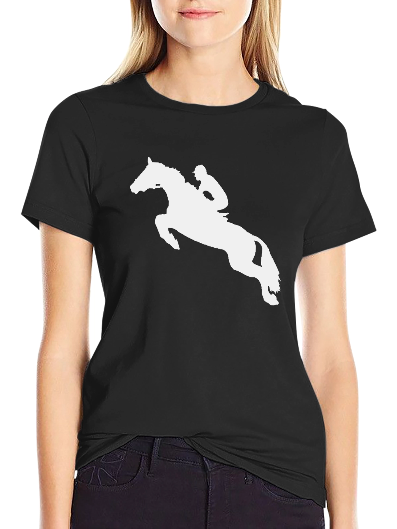 Equestrian Horse Jumping T-Shirt - Black