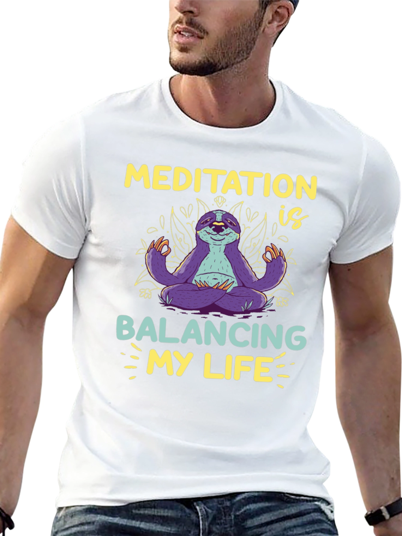 Meditation Sloth T-Shirt - Balancing My Life Tee