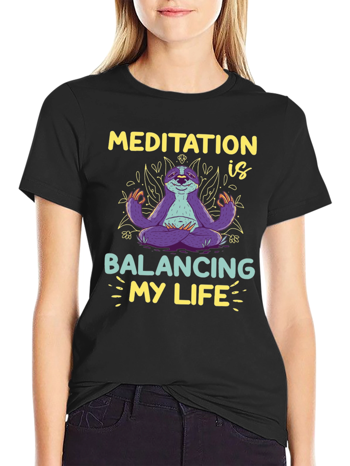 Meditation Sloth T-Shirt - Balancing My Life Tee