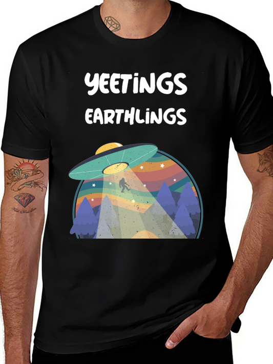 Yeetings Earthlings Graphic Tee - Black Cotton Blend
