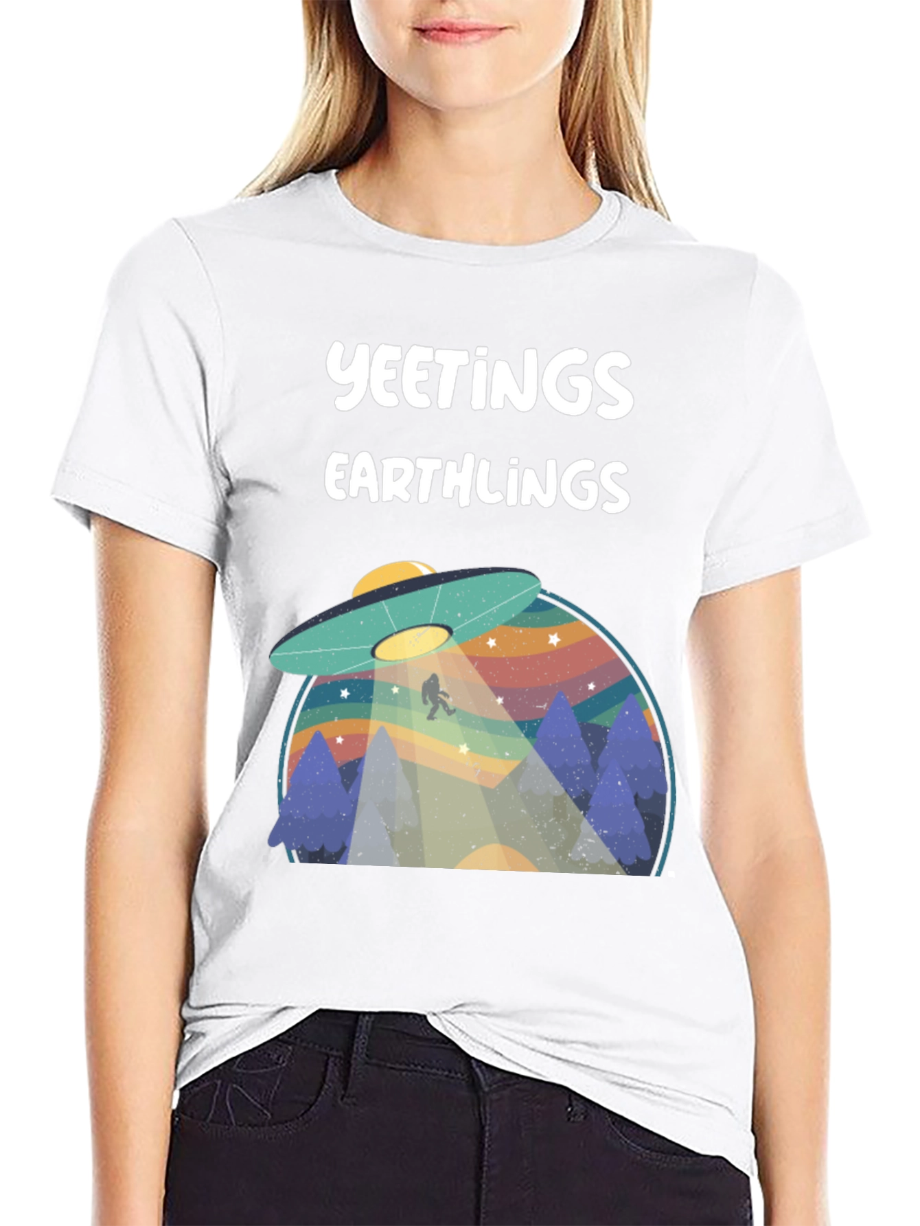 Yeetings Earthlings Graphic Tee - Black Cotton Blend