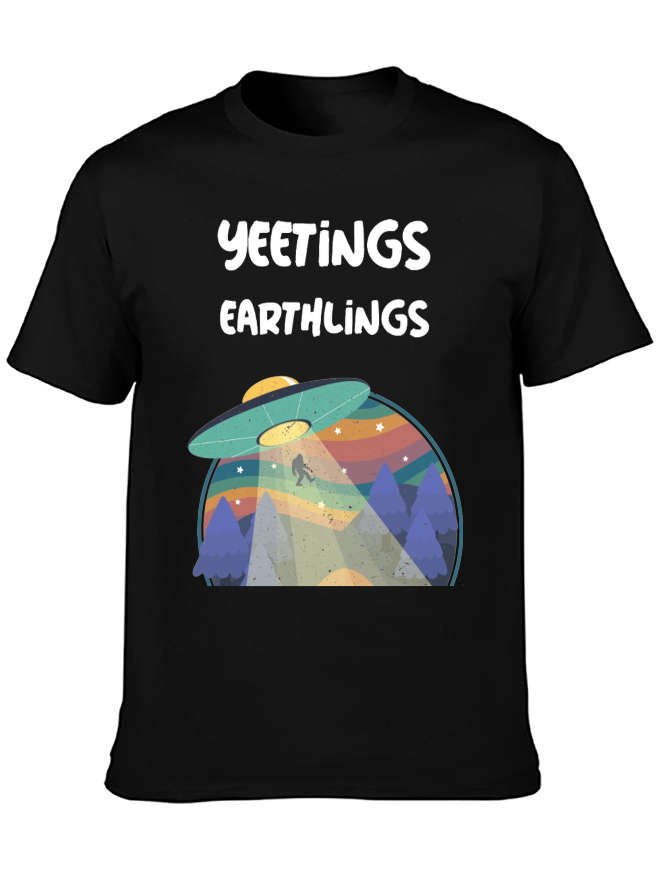 Yeetings Earthlings Graphic Tee - Black Cotton Blend